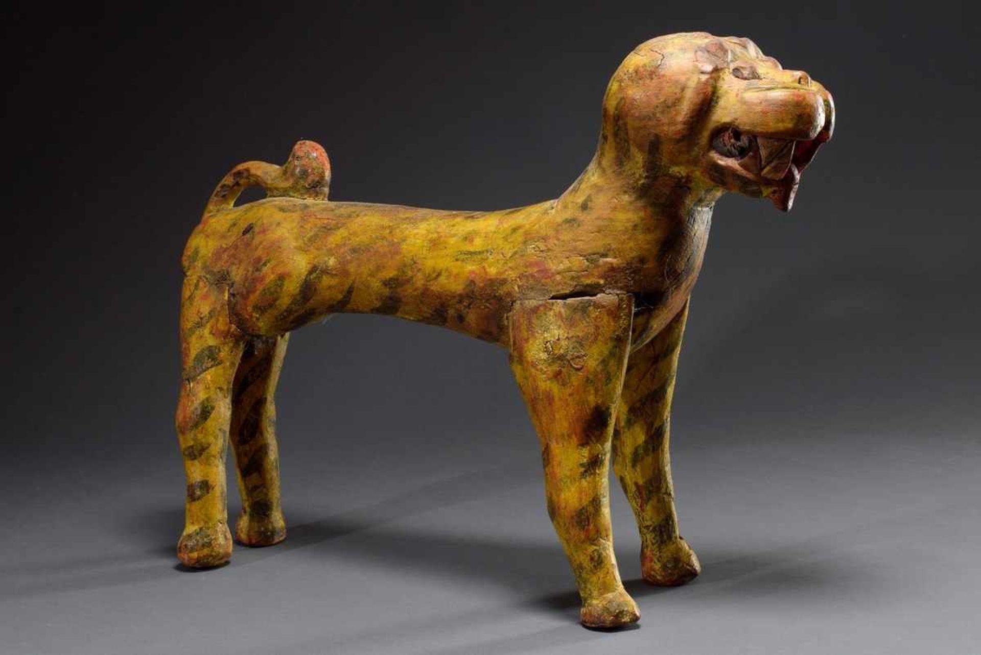 Carousel figure "Tiger", wood with remains of coloured painting, India beginning of the 20th - Bild 2 aus 8
