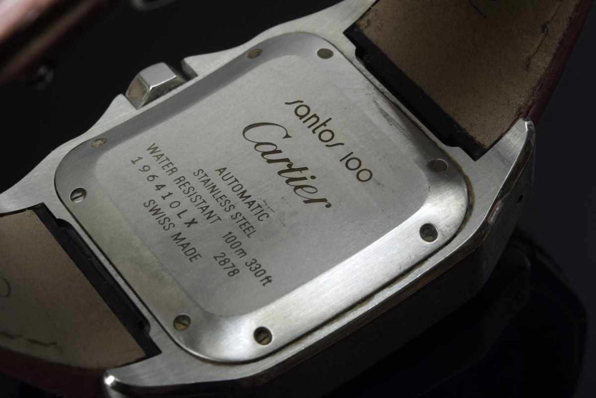 Cartier "Santos 100" watch, stainless steel, automatic movement, silver-coloured dial with Roman - Image 5 of 7