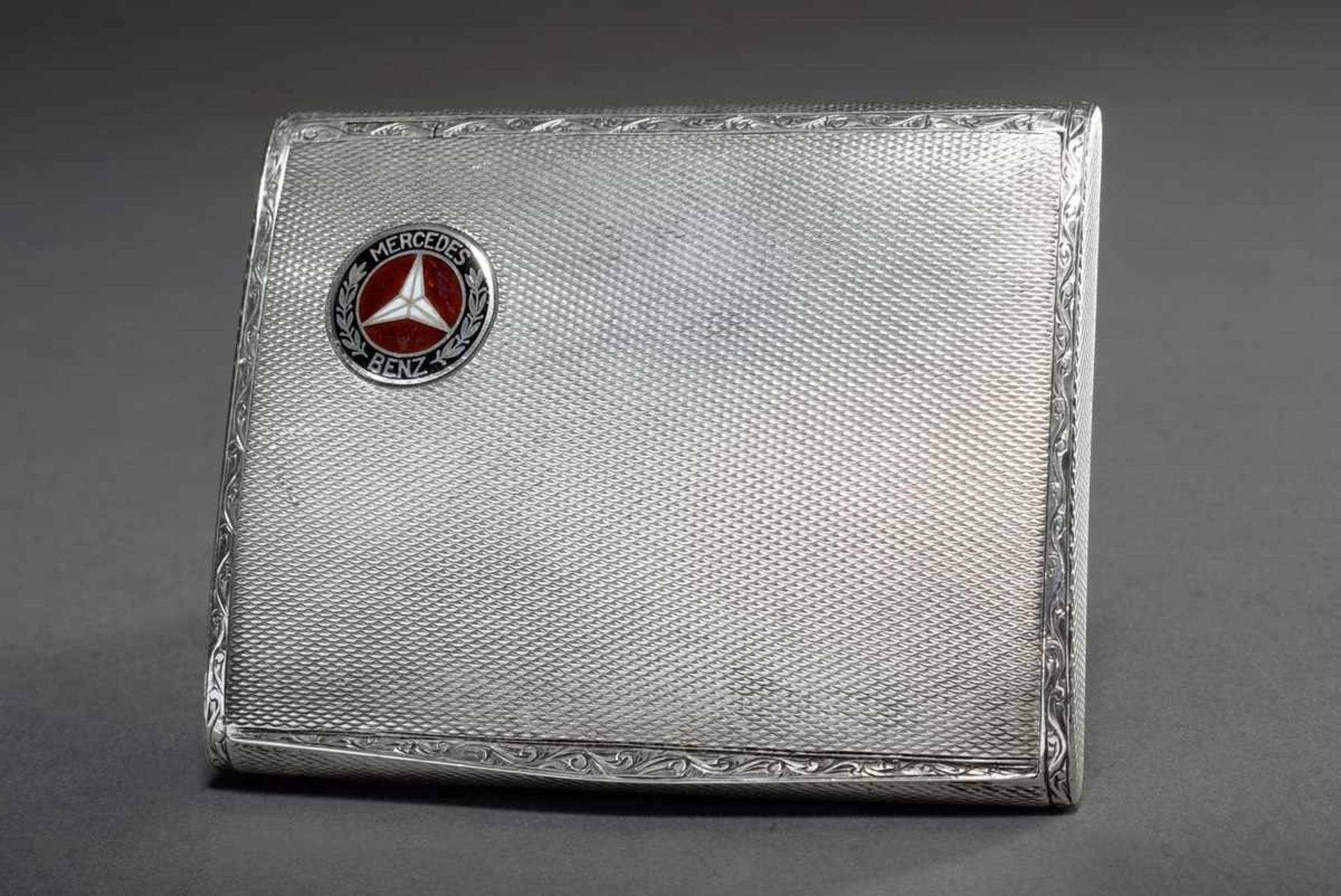 Guilloche silver case with enamelled "Mercedes Benz" emblem, silver 925, 111g, - Bild 6 aus 7