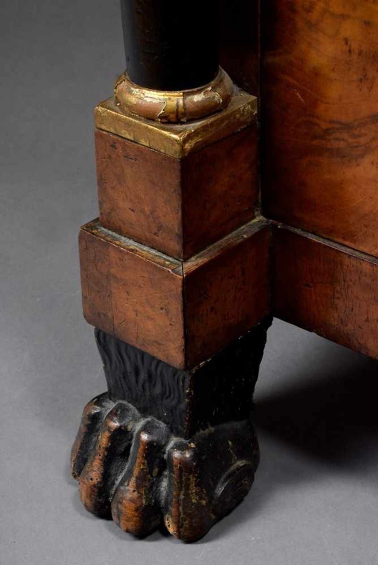 2 parts fourfold console chest (91x90x53cm) on paw feet with mirror (105x88cm), walnut/softwood - Bild 6 aus 13