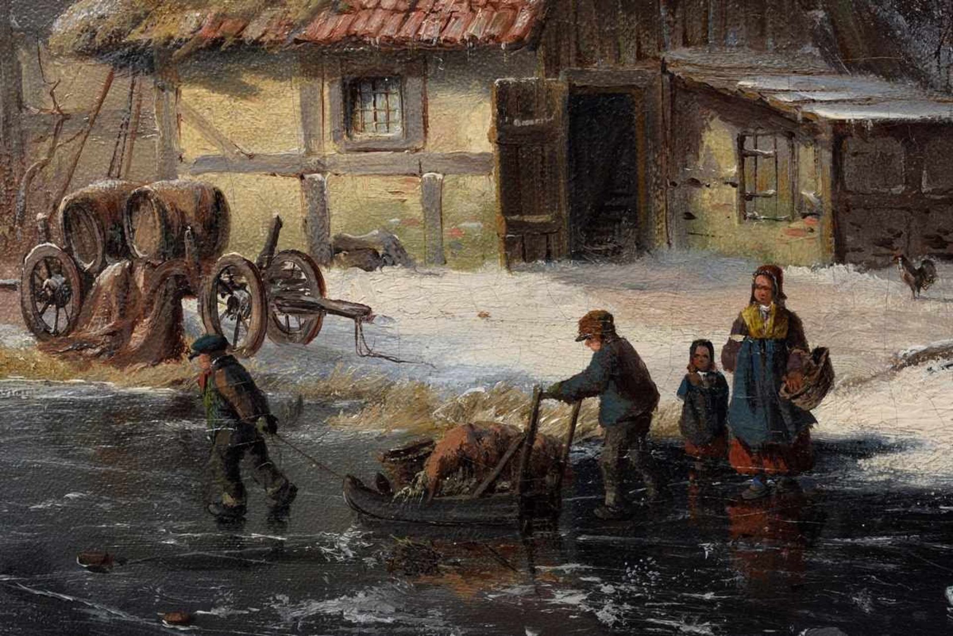 Köster, Carl Georg (1812-1893) "Winter landscape with ice skaters", oil/canvas, signed lower - Image 3 of 7