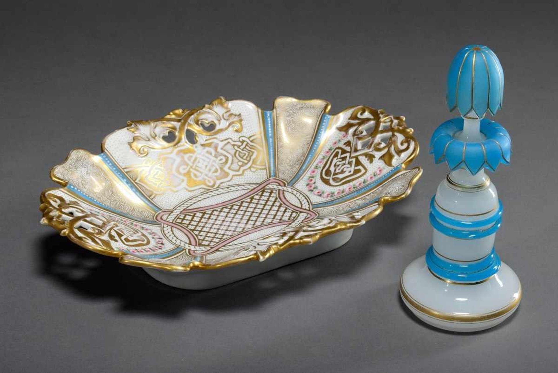 2 Various parts late Biedermeier 19th century: Porcelain bowl by Carl Tielsch & Co., Silesia ( - Bild 2 aus 7