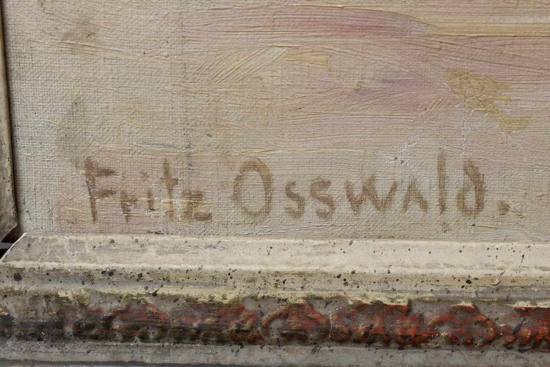 Osswald, Fritz (1887-1966) "Angler in the port of Hamburg", oil/canvas, signed lower left, - Bild 3 aus 5