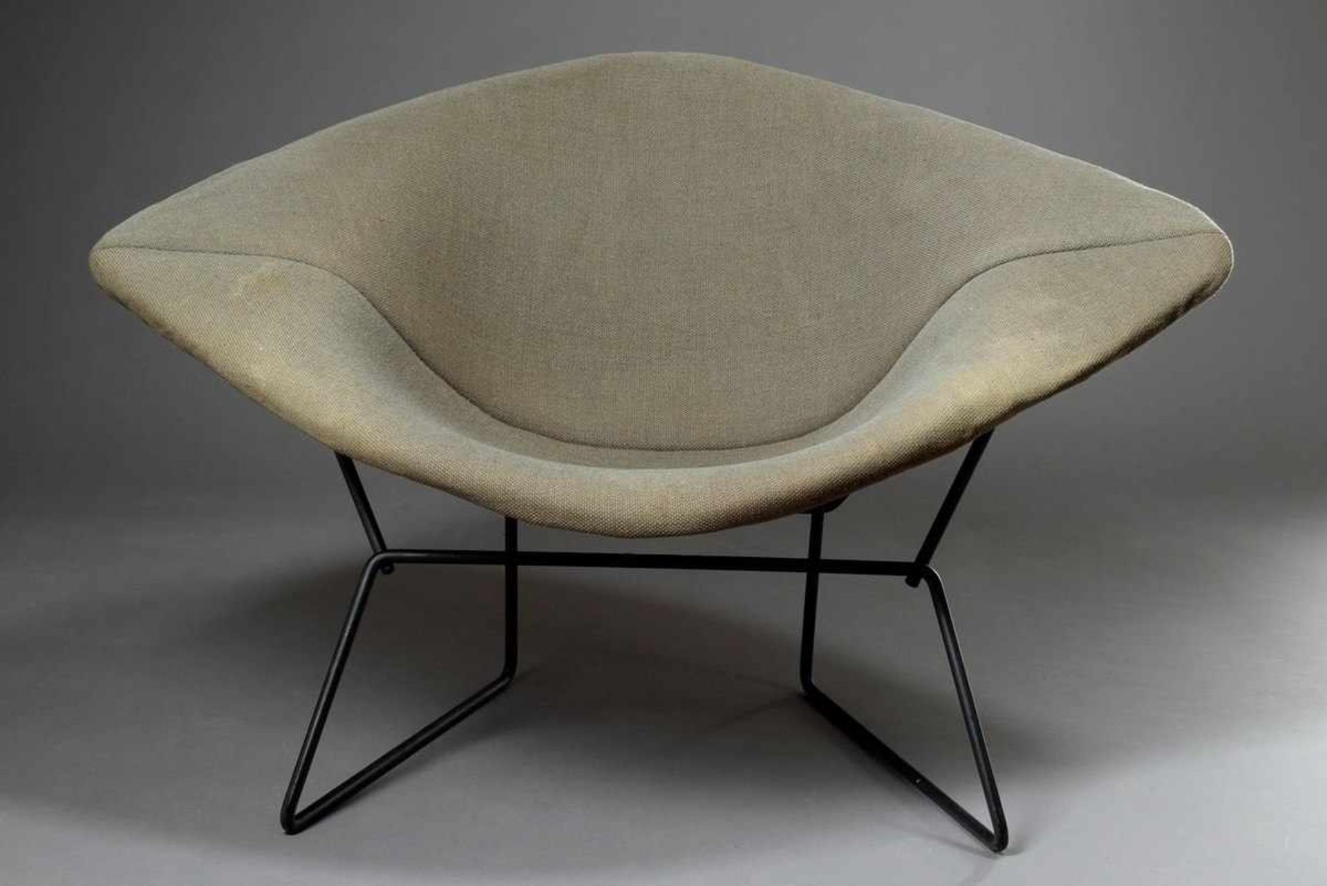 Diamond Chair with grey fabric cover, designed by Harry Bertoia, 35/68x110cm, slightly