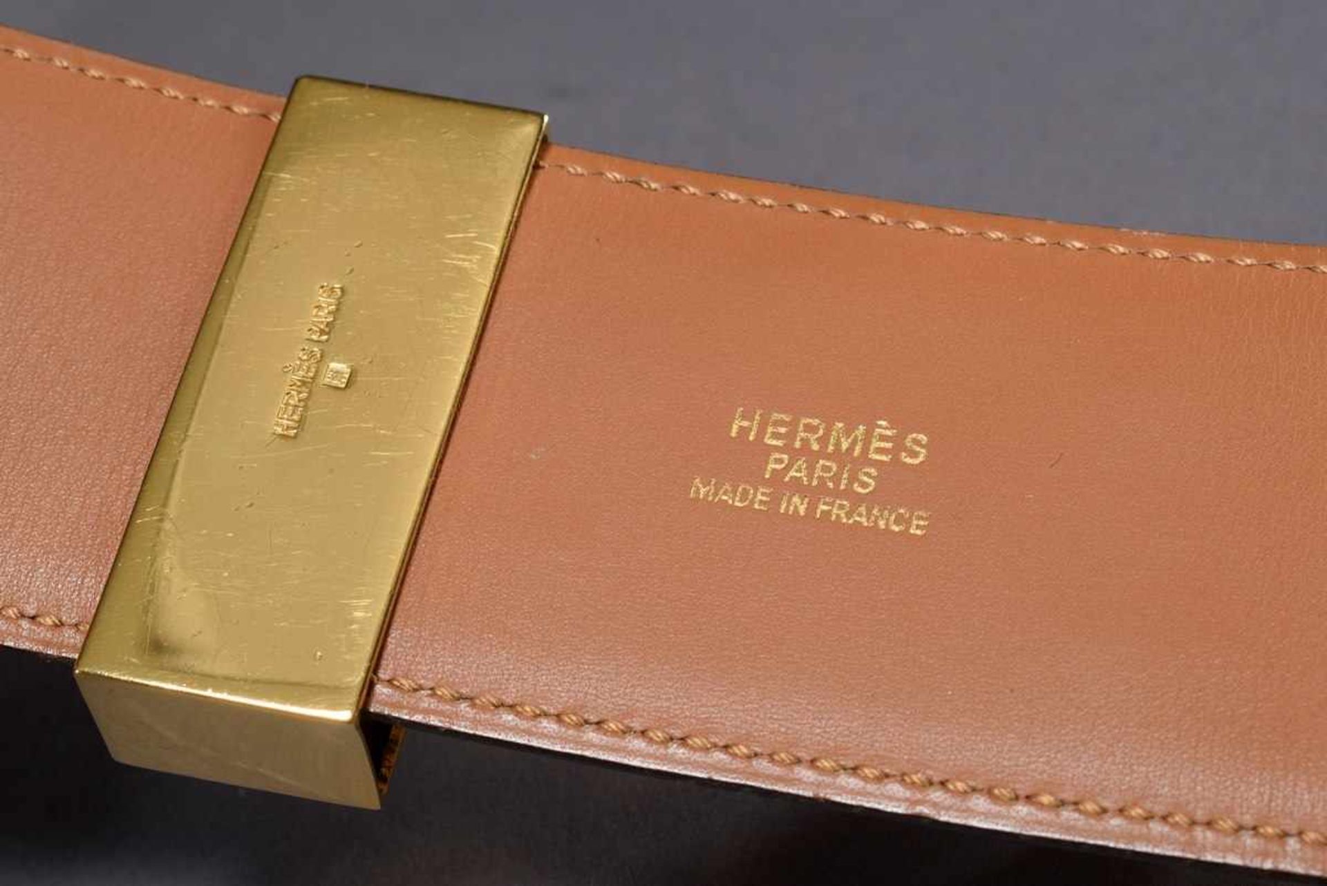 Hermès "Collier de Chien" belt with gold plated details, dark blue, 1994, l. 80cm, b. 5cm, - Bild 5 aus 6