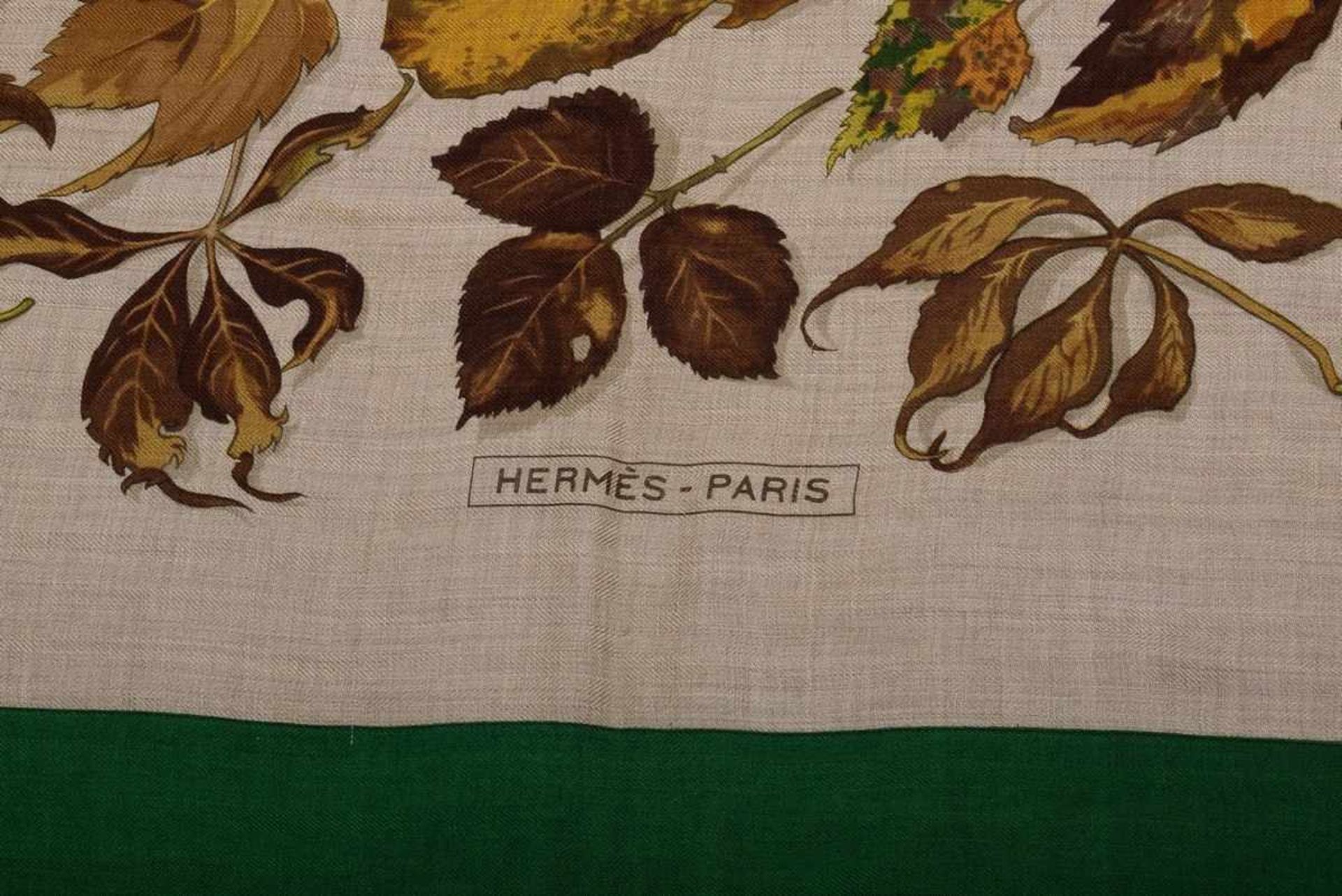 Hermès scarf "Tourbillons" beige/green, designed by Christiane de Vauzelles 1968, cashmere/silk, - Bild 4 aus 6