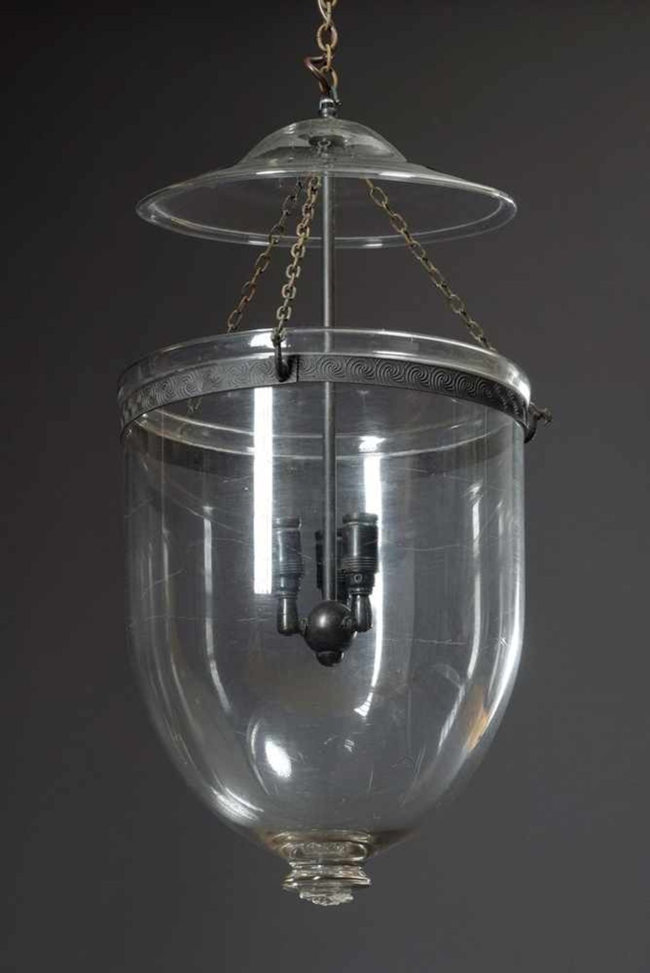 Glass traffic light "Stable lantern", electrified, h. 38cm, Ø 30cm, small defectsGlas Ampel "Stall