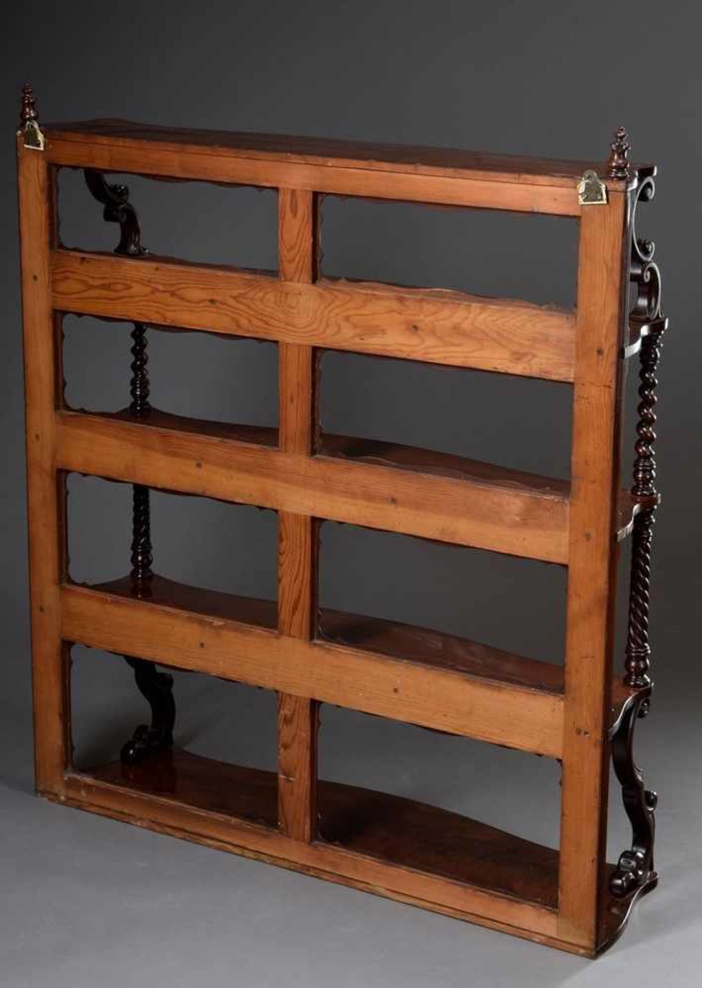 Late Biedermeier wall shelf with turned columns and 5 shelves, mahogany, end of 19th century, - Image 3 of 5