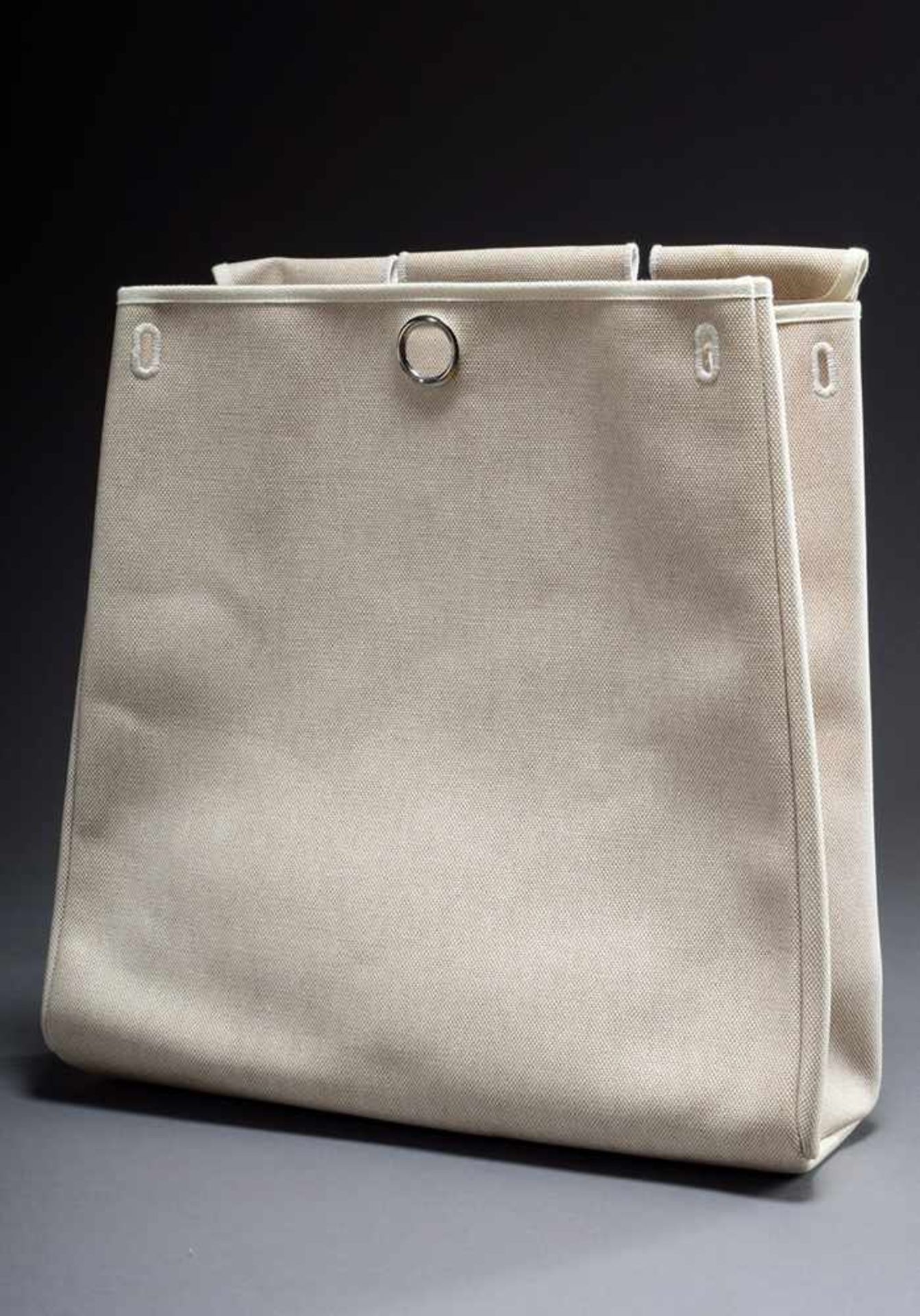 Hermès "Herbag" with natural leather and exchangeable canvas bags, 38x30/43x37cm, traces of - Bild 11 aus 12