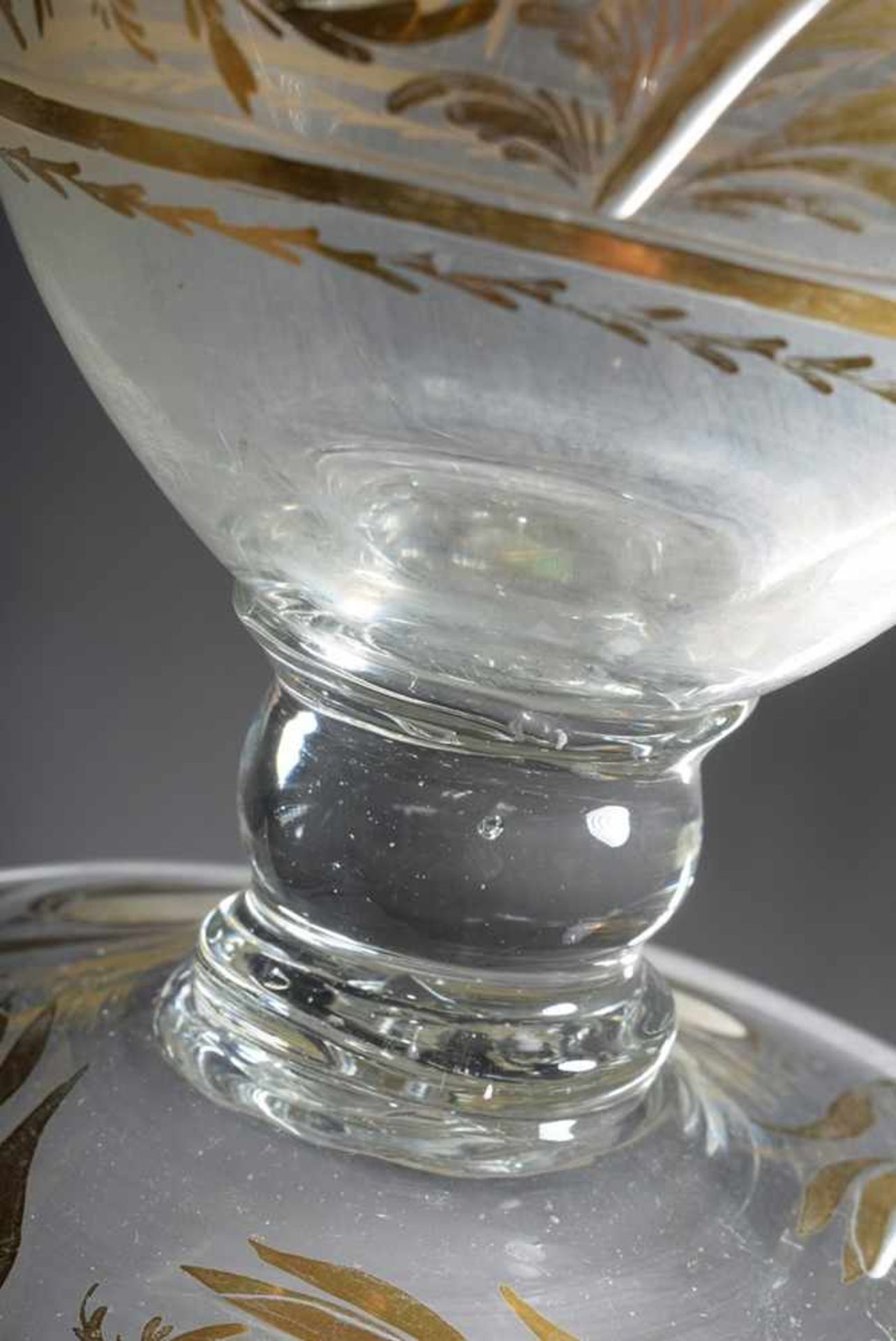 Ottoman beycoz (rosewater sprinkler) or nargile (water pipe), glass with gold painted floral cut, - Bild 5 aus 5