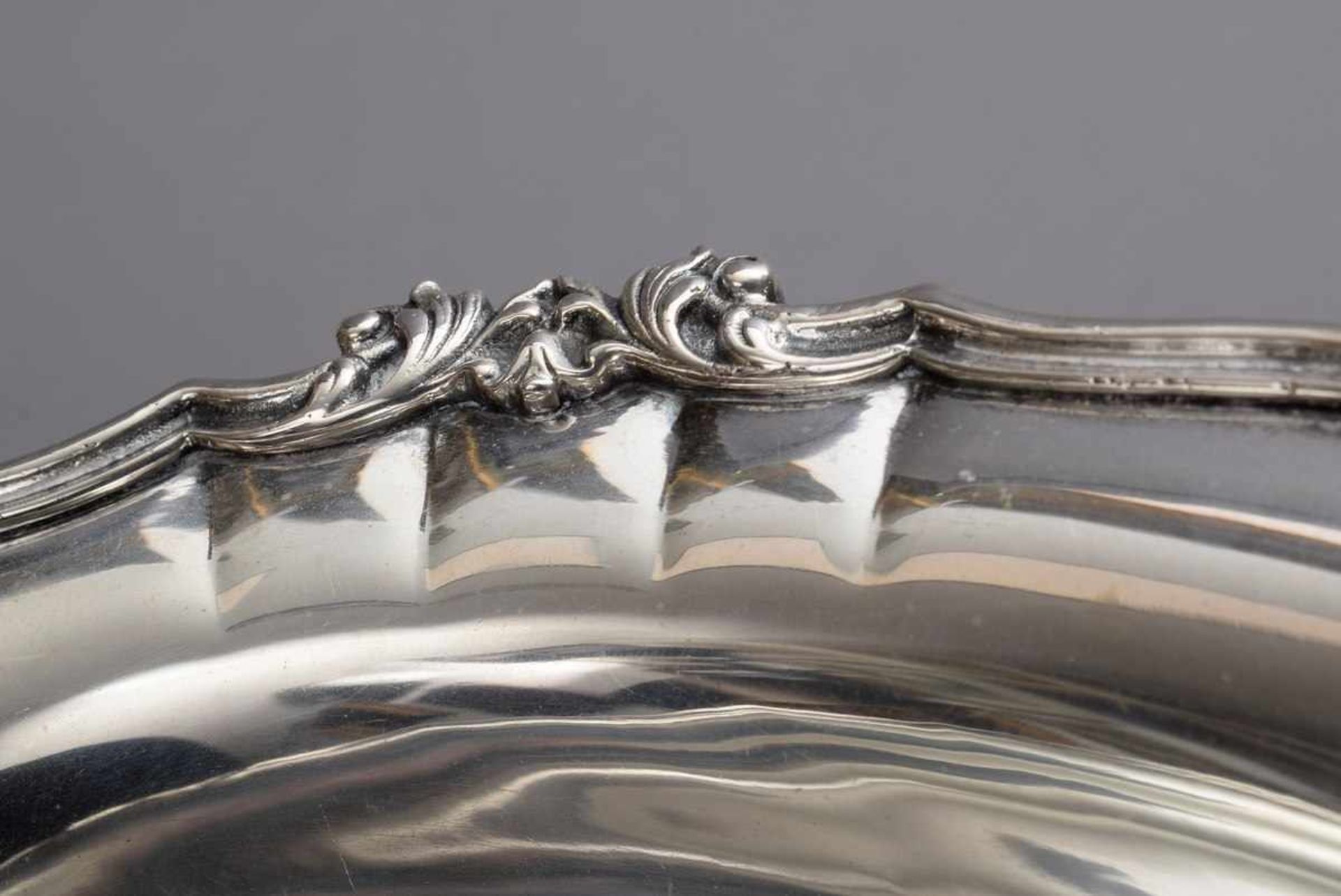 Oval bowl on feet with floral rim, Italy 20th century, silver 800, 423g, 26x22cm, pressure - Bild 3 aus 4