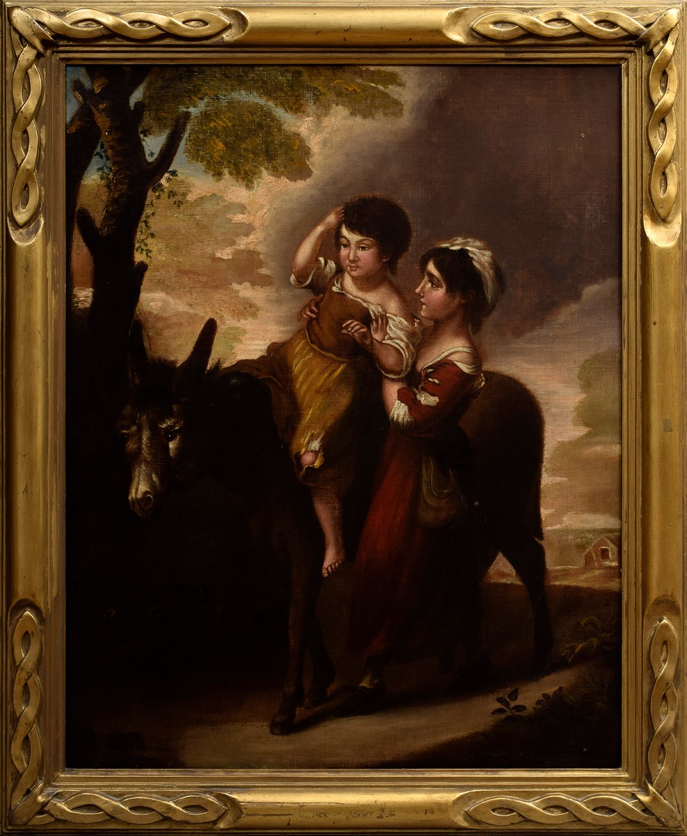 Unbekannter Künstler des 18./19.Jh. "Der kleine Eselreiter", Öl/Leinwand, 68x53,5cm (m.R. 80,5x66, - Image 2 of 5