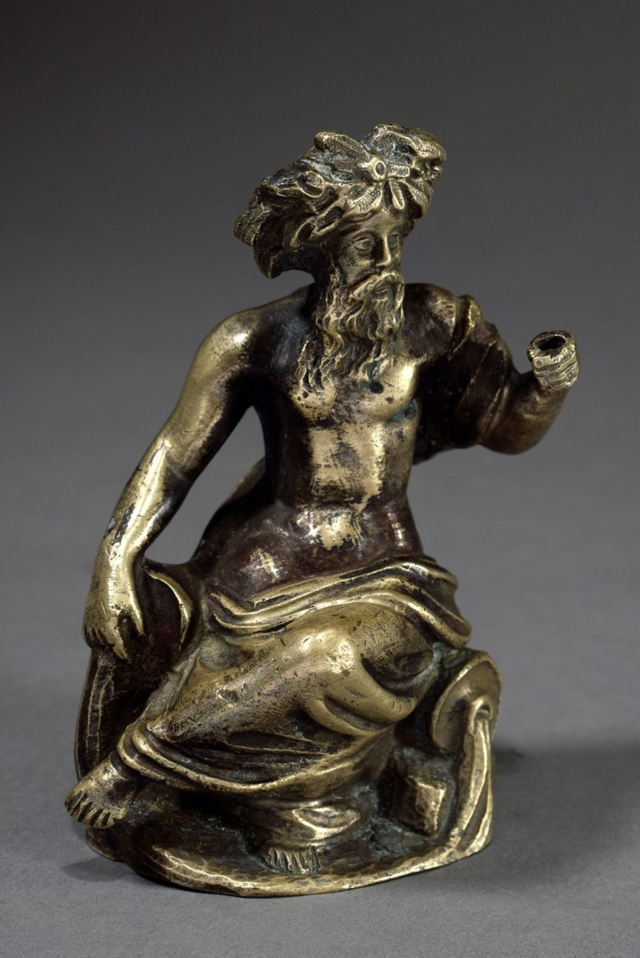 Skulptur „Flussgottheit“, Entwurf für eine Brunnenfigur, Zinn/Blei, wohl Augsburg um 1600, H. 8,5cm,