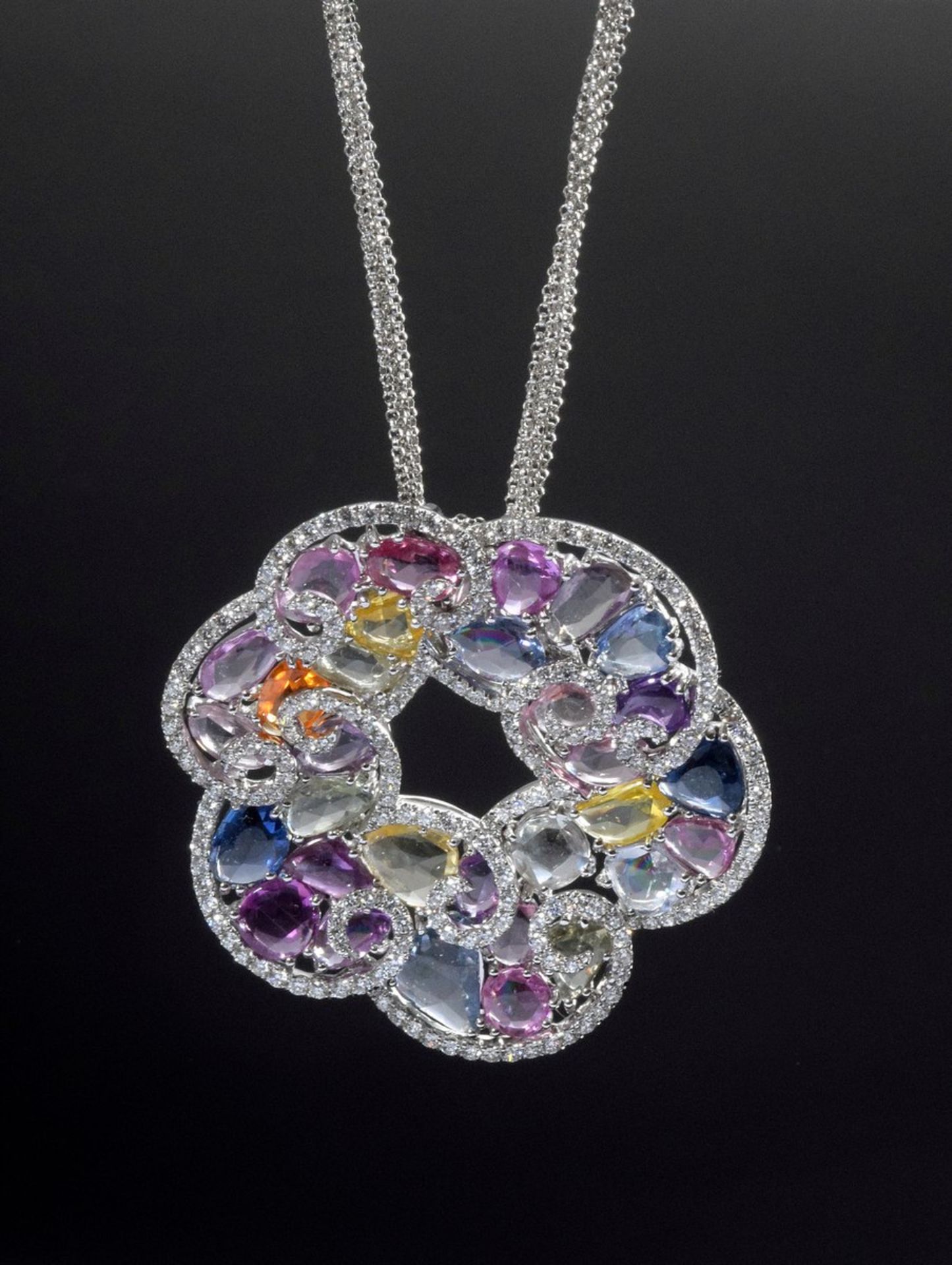 Elegantes WG 750 Collier "Summerdream" mit farbigen Saphiren und Brillanten (zus. ca. 2ct/VVS-VS/ - Bild 7 aus 7