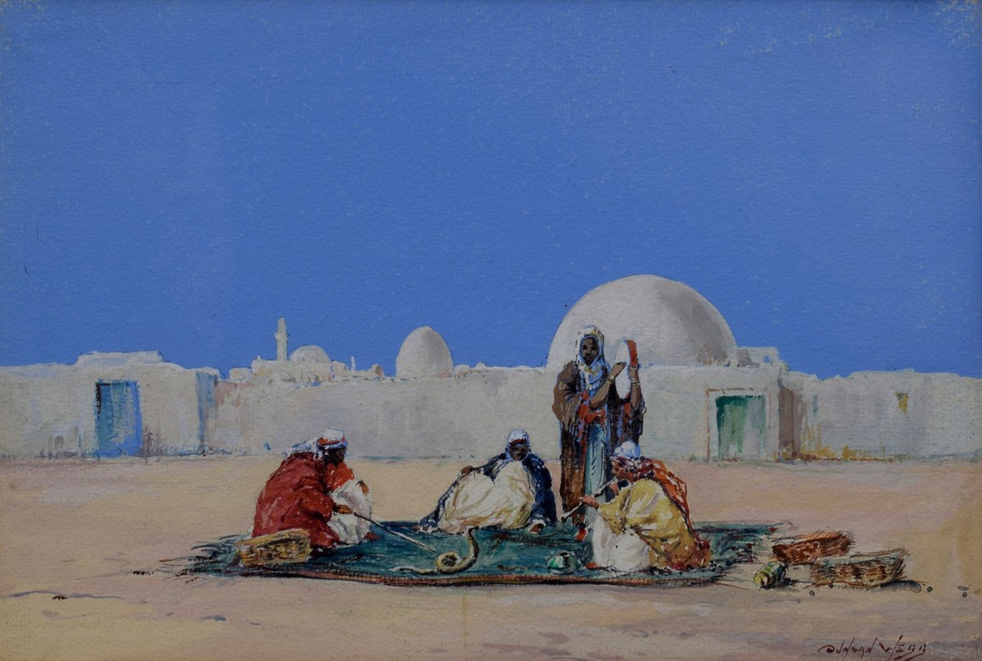 2 Webb, Ducan „The Snake Charmer“ und „The Story Teller“, Aquarelle/Gouache/Karton, u.r. sign.,