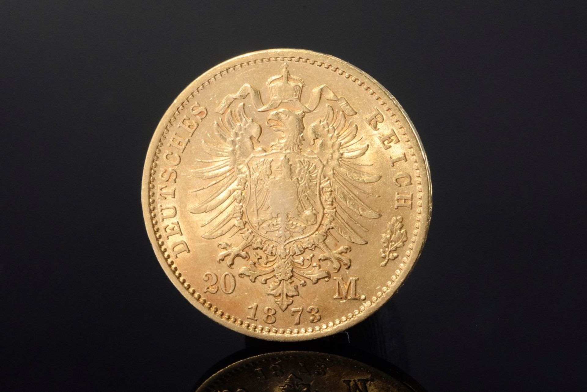 GG 900 Münze, 20 Mark 1873 A, Wilhelm I. Deutscher Kaiser - König von Preussen, 7,9g, Ø 2,2cm GG 900 - Bild 2 aus 2