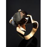 Moderner hochaufgesetzter RG 585 Ring mit Rauchquarz (ca. 15.6ct) im Facettenschliff, 11,6g, Gr.