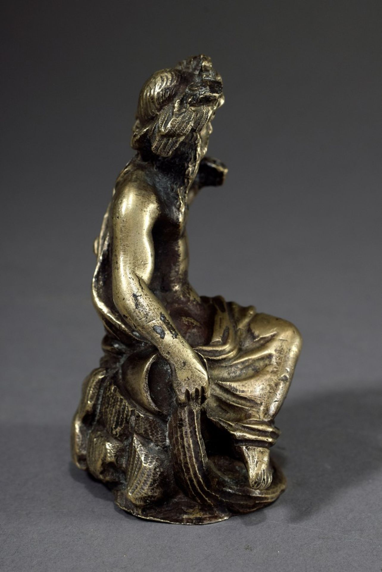 Skulptur „Flussgottheit“, Entwurf für eine Brunnenfigur, Zinn/Blei, wohl Augsburg um 1600, H. 8,5cm, - Bild 3 aus 4