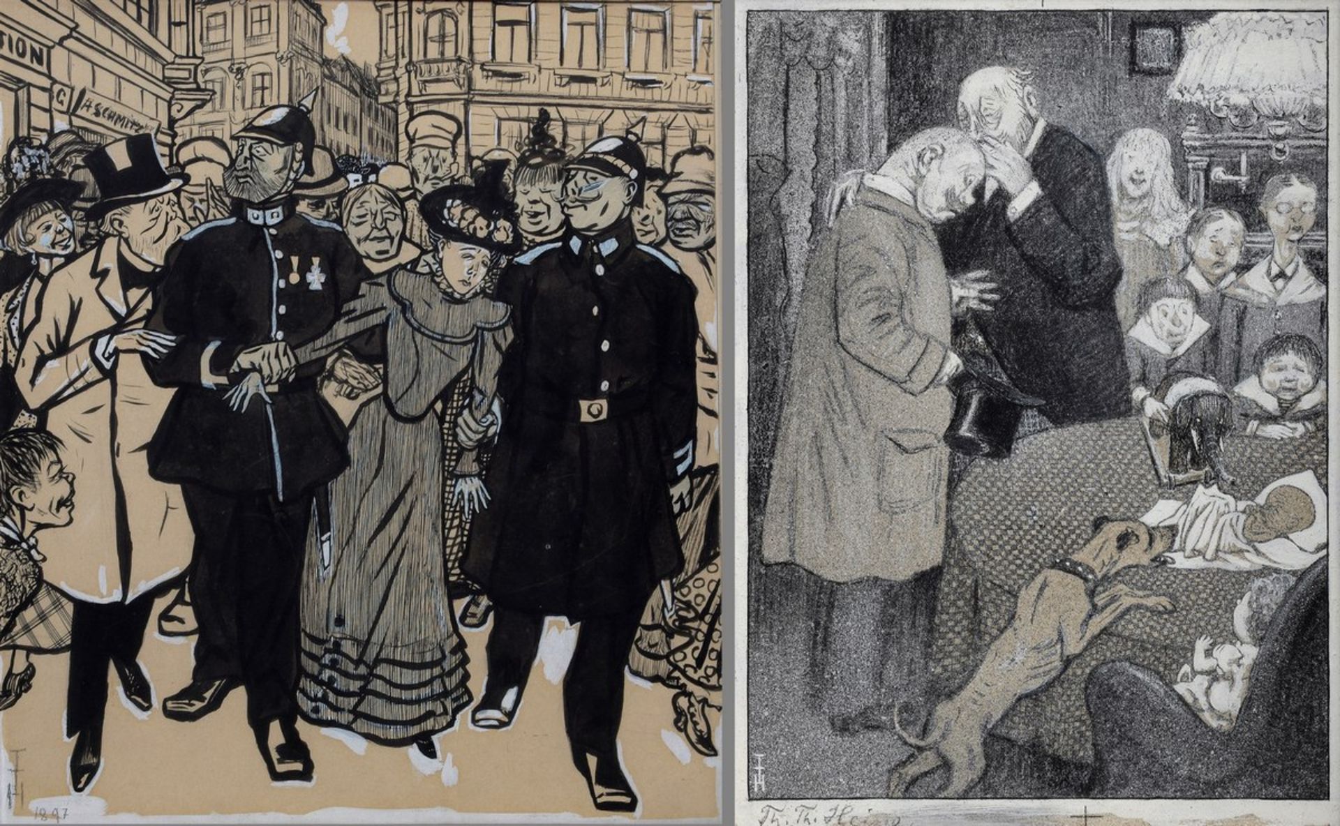 2 Diverse Heine, Thomas Theodor (1867-1948) „Aus Köln“ 1897, Nr. 196, Simplicissimus Jg. II, Nr. 19,