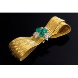 Gewebtes Midcentury GG 750 "Wilm" Armband mit Smaragdcabochons (zus. ca. 4ct) und Diamant-