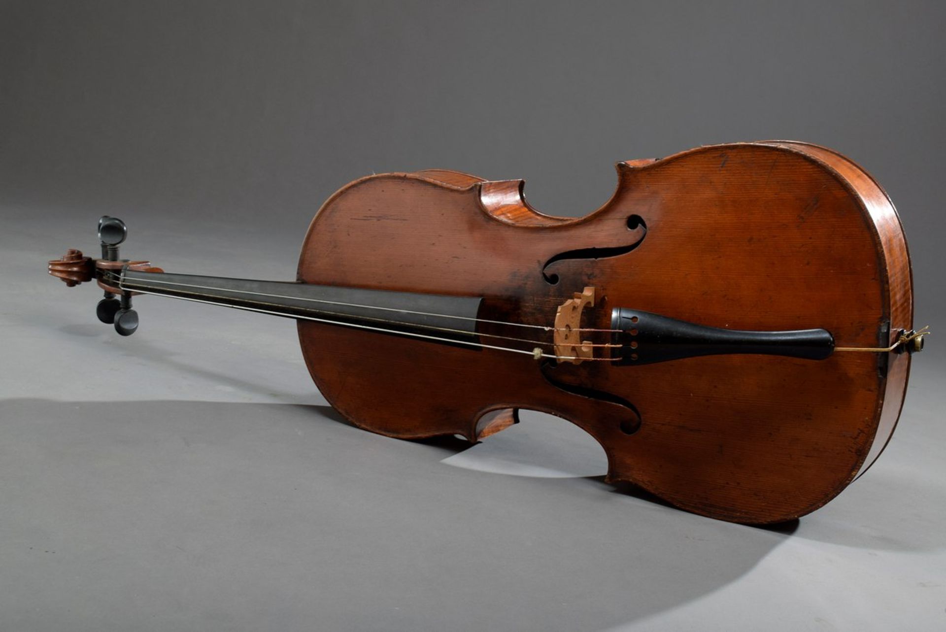 Cello / Violoncello, 4/4-Größe, unbekannter Hersteller, um 1900, Korpuslänge 76cm, Gesamtlänge - Bild 15 aus 17