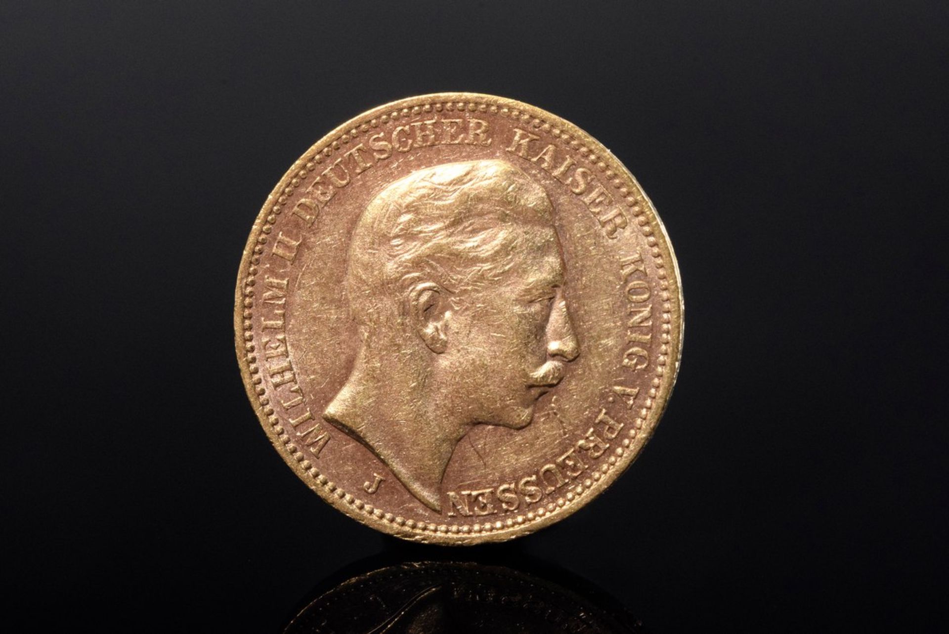 GG 900 Münze, 20 Mark 1909 J, Wilhelm II. Deutscher Kaiser - König von Preussen, 7,9g, Ø 2,2cm GG