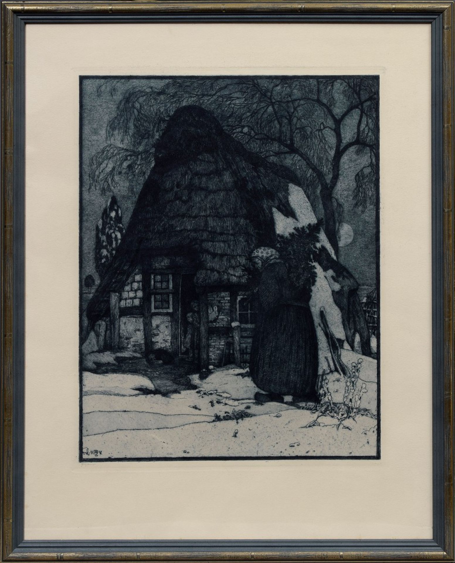 Vogeler, Heinrich (1872-1942) “Weihnachten“ 1912, Radierung in blau, u.l. in der Platte monogr., u. - Bild 2 aus 2