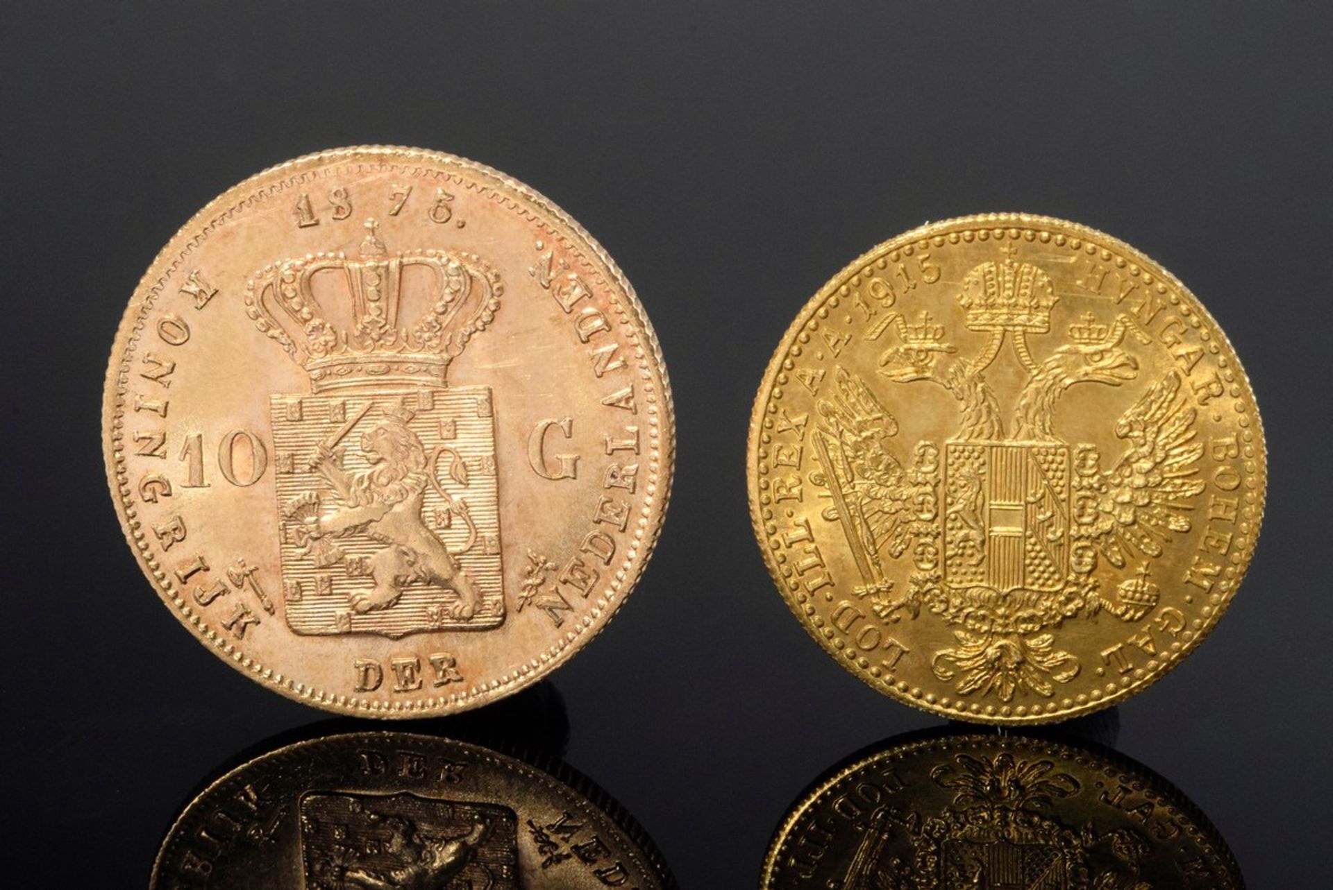 2 Diverse Teile: GG 900 Münze "Niederlande 1875 König Willem de Derde, 10 Gulden" (6,7g) und GG - Bild 2 aus 2