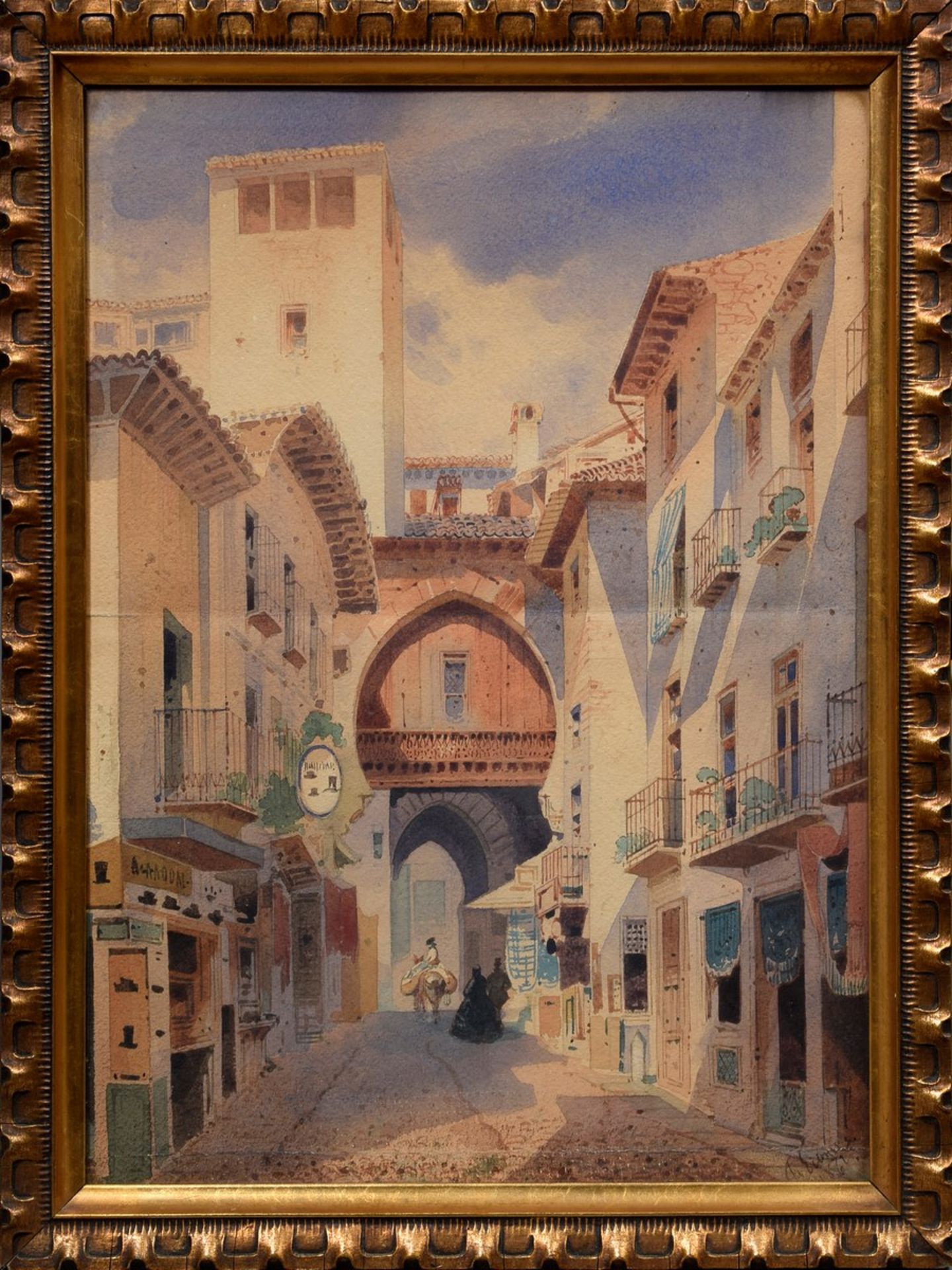 Eibner, Friedrich (1825-1877) "Straßenzug in Kairo" 1862, Aquarell, u.r. sign./dat., 45x32,5cm (m.R. - Bild 2 aus 5