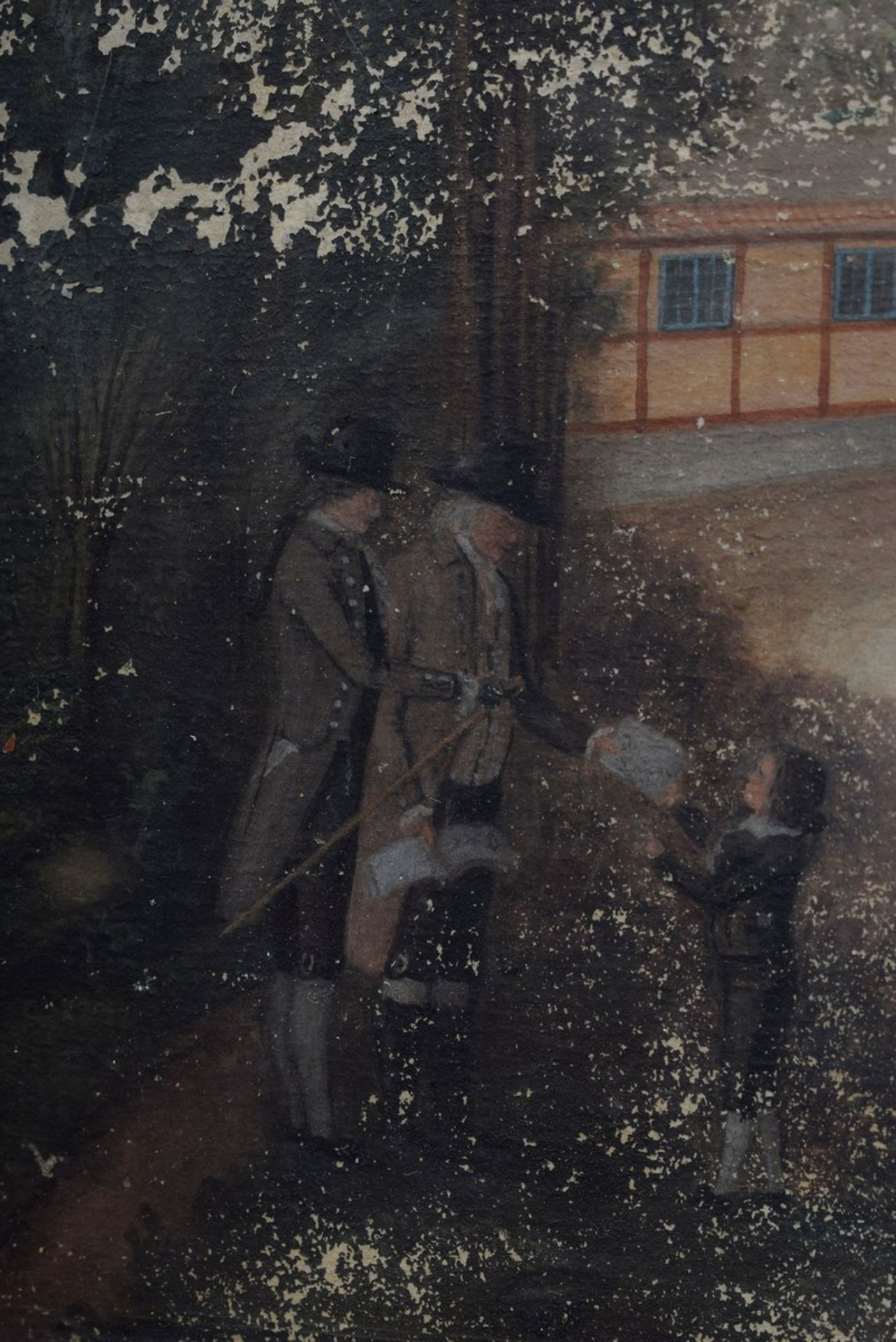Landschaftsmaler um 1800 „Im Park“, Gouache/Papier auf Holz, 23,5x39,5cm (m.R. 34x50cm), - Bild 5 aus 5