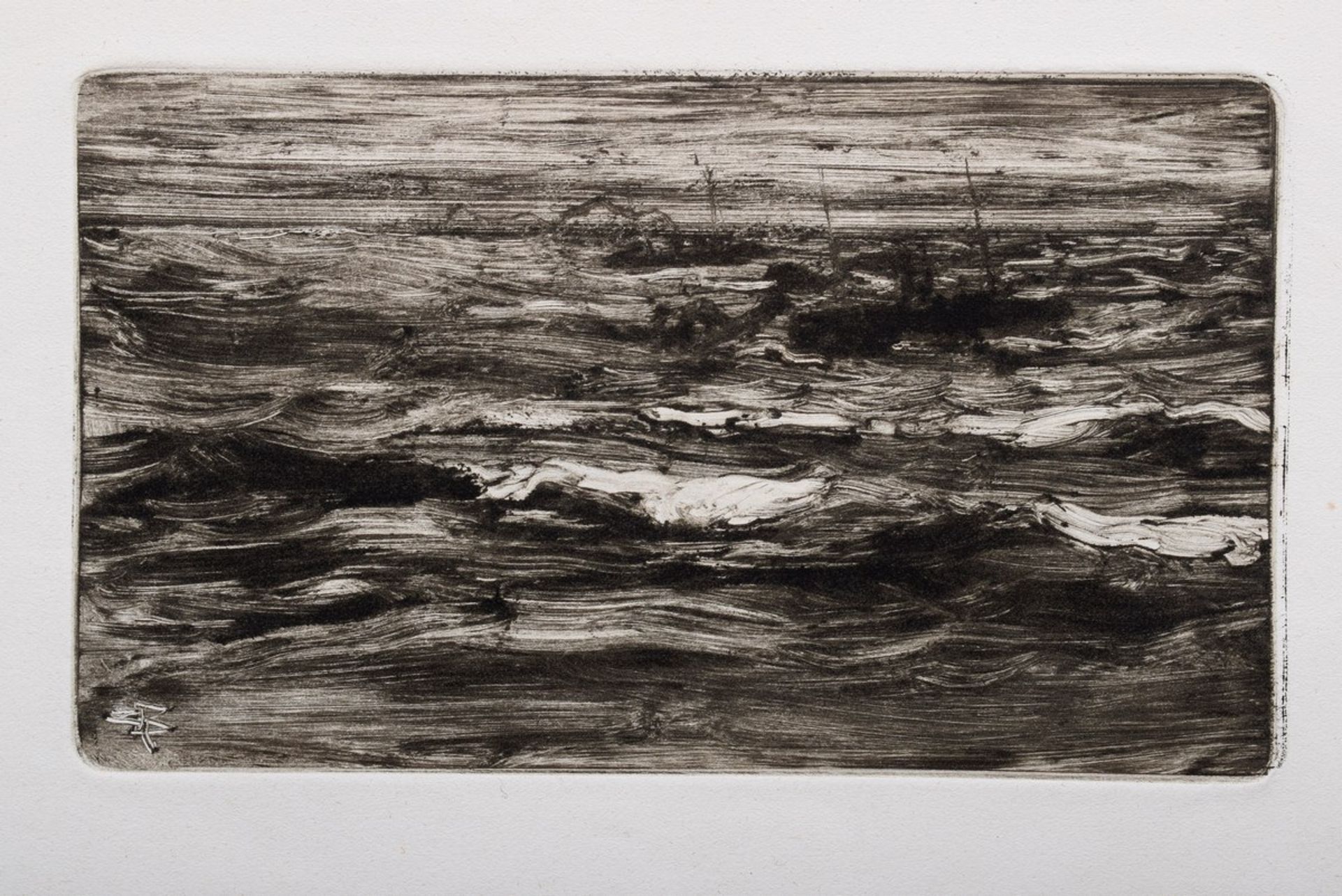 Belloni, Giorgio (1861-1944) "Meeresszene", Monotypie, u.l. in der Platte monogr., verso ital. - Bild 2 aus 3