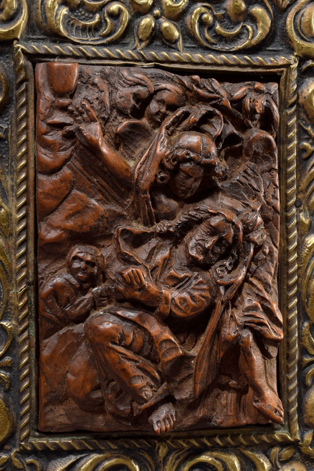 2 Diverse Reliefschnitzereien des 17./18. Jahrhunderts: "Christus am Ölberg", Olivenholz gebeizt, - Bild 3 aus 6