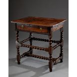 Tudor Tisch mit einem Schub auf gedrechselten Gestell, Eiche, England 17.Jh., 73x73,5x50cm,