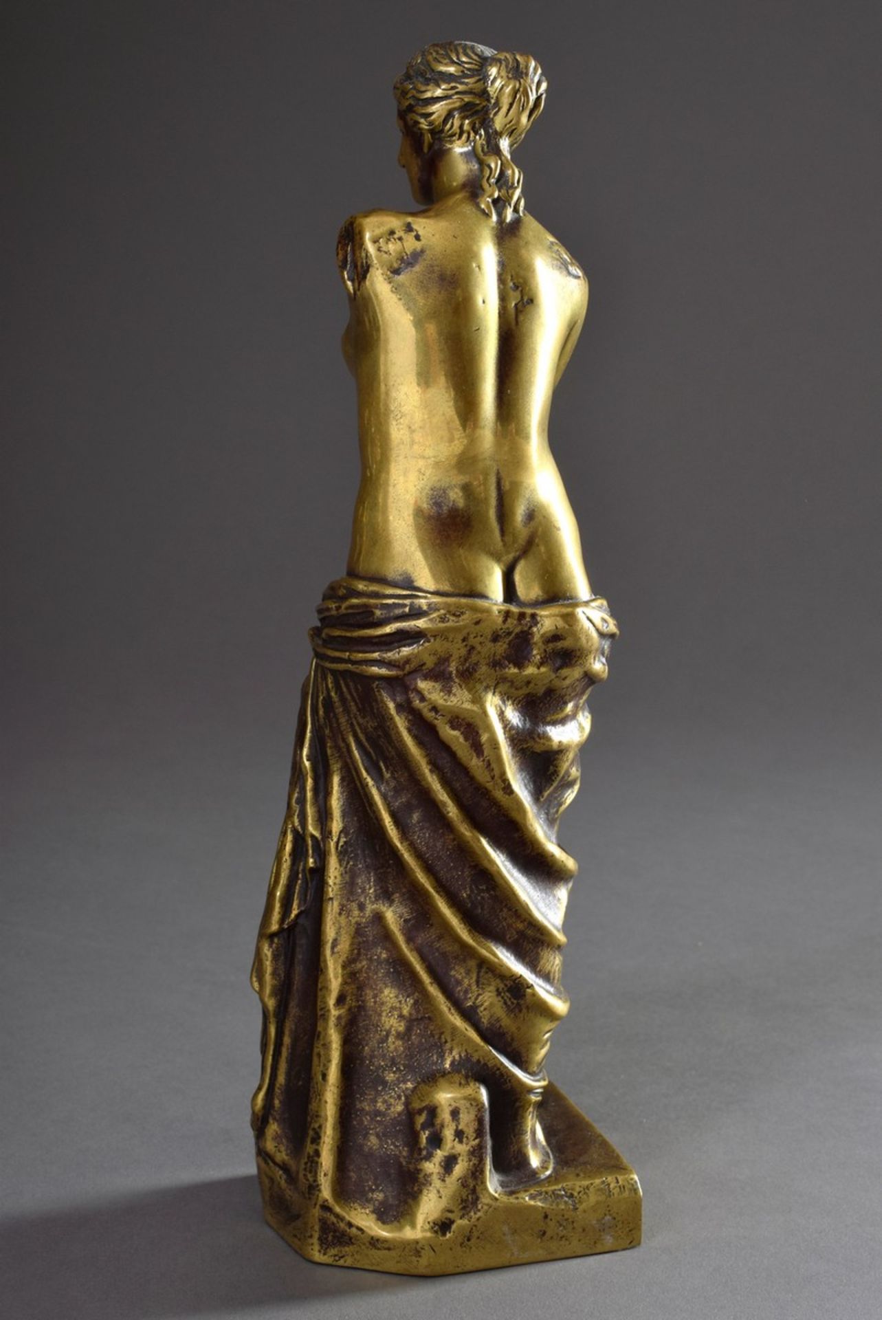 Gelbguss Plastik "Venus von Milo", Gießerstempel: "Rtion Sauvage" (R. Liod Sauvage), mit Resten - Bild 2 aus 5
