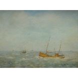 Wilson, Robert Burns (1851-1916) "Schiffsverkehr im Sonnenschein", Öl/Malpappe, u.r. sign., 27,