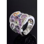 Extravaganter WG 750 Ring "Summerdream" mit multicolor Saphiren und Brillanten (zus. ca. 0.60ct/