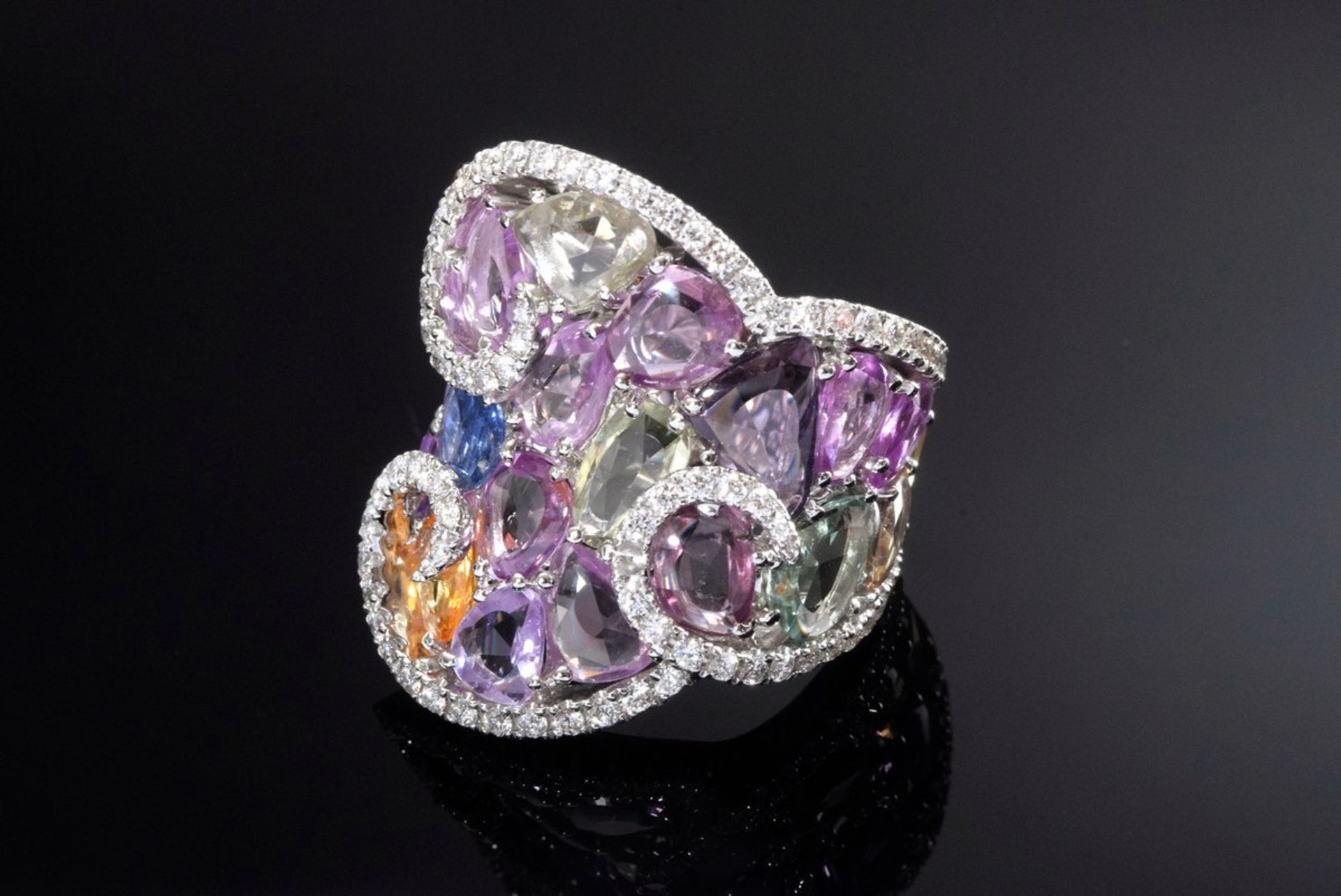 Extravaganter WG 750 Ring "Summerdream" mit multicolor Saphiren und Brillanten (zus. ca. 0.60ct/ - Bild 5 aus 7