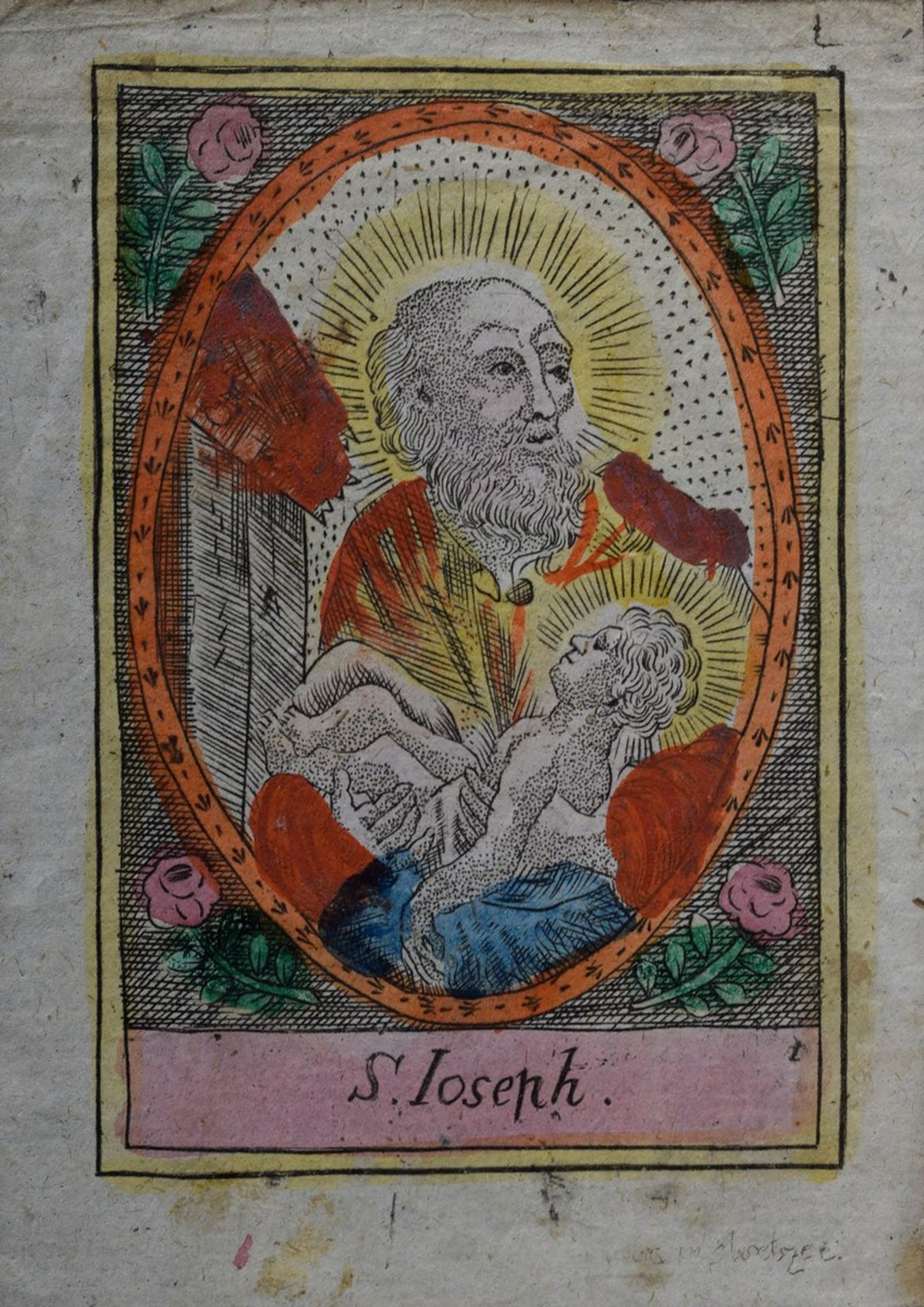 6 Diverse Andachtsbildchen und Klosterarbeiten u.a. "Mariahilf", colorierter Druck mit - Bild 5 aus 7