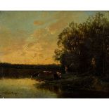 Dupré, Victor (1816-1879) "Paysages - D'eau douce" 1845, Öl/Holz, u.l. sign., verso betitelt/dat.,