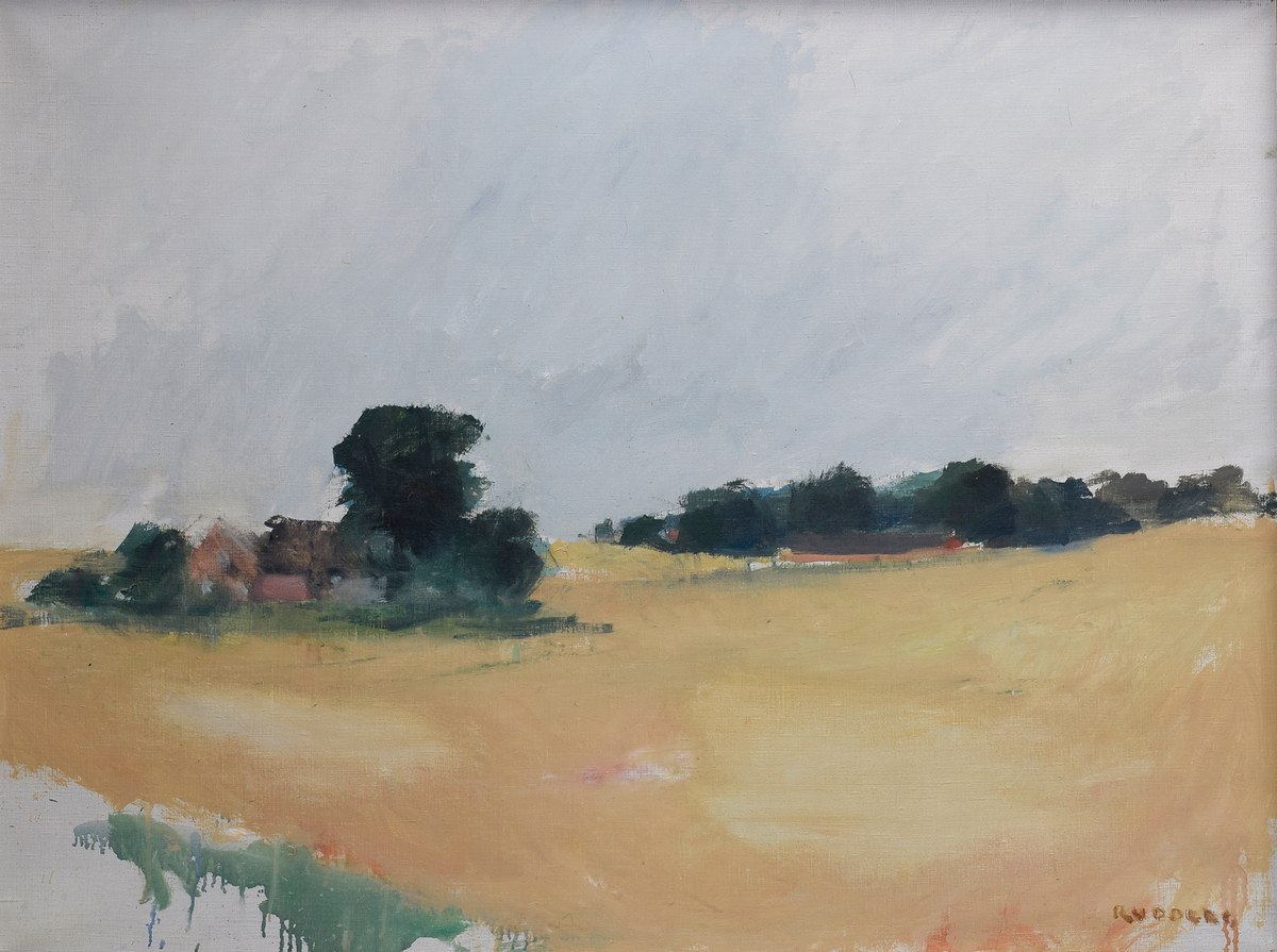 Rudberg, Gustav (1915-2001) „Südschwedische Landschaft mit Feldern“, Öl/Leinwand, u.r. sign.,