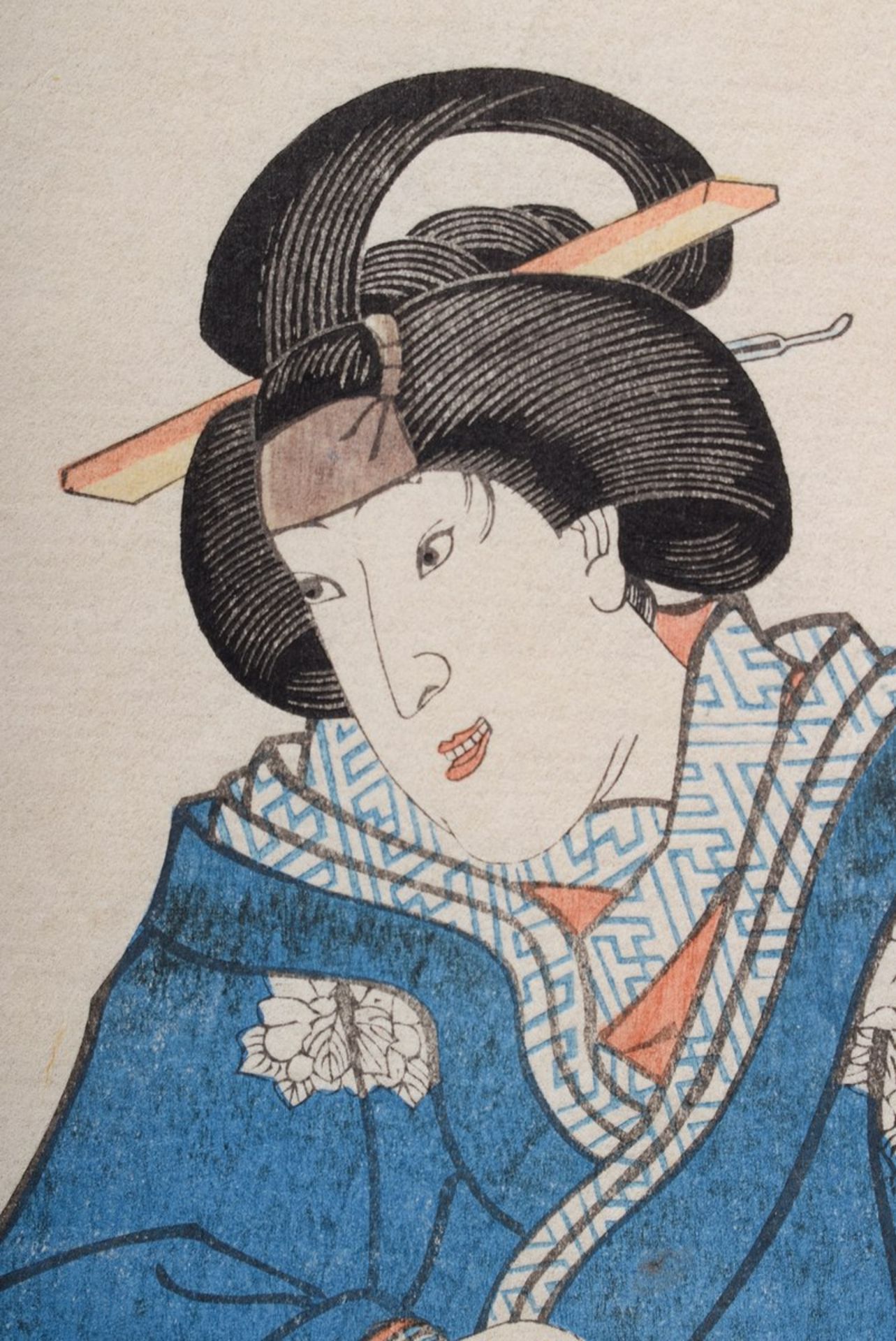 Utagawa Toyokuni (1769-1825) "Zwei Damen" Farbholzschnitt, 36x25cm, Ränder defekt - Image 4 of 7