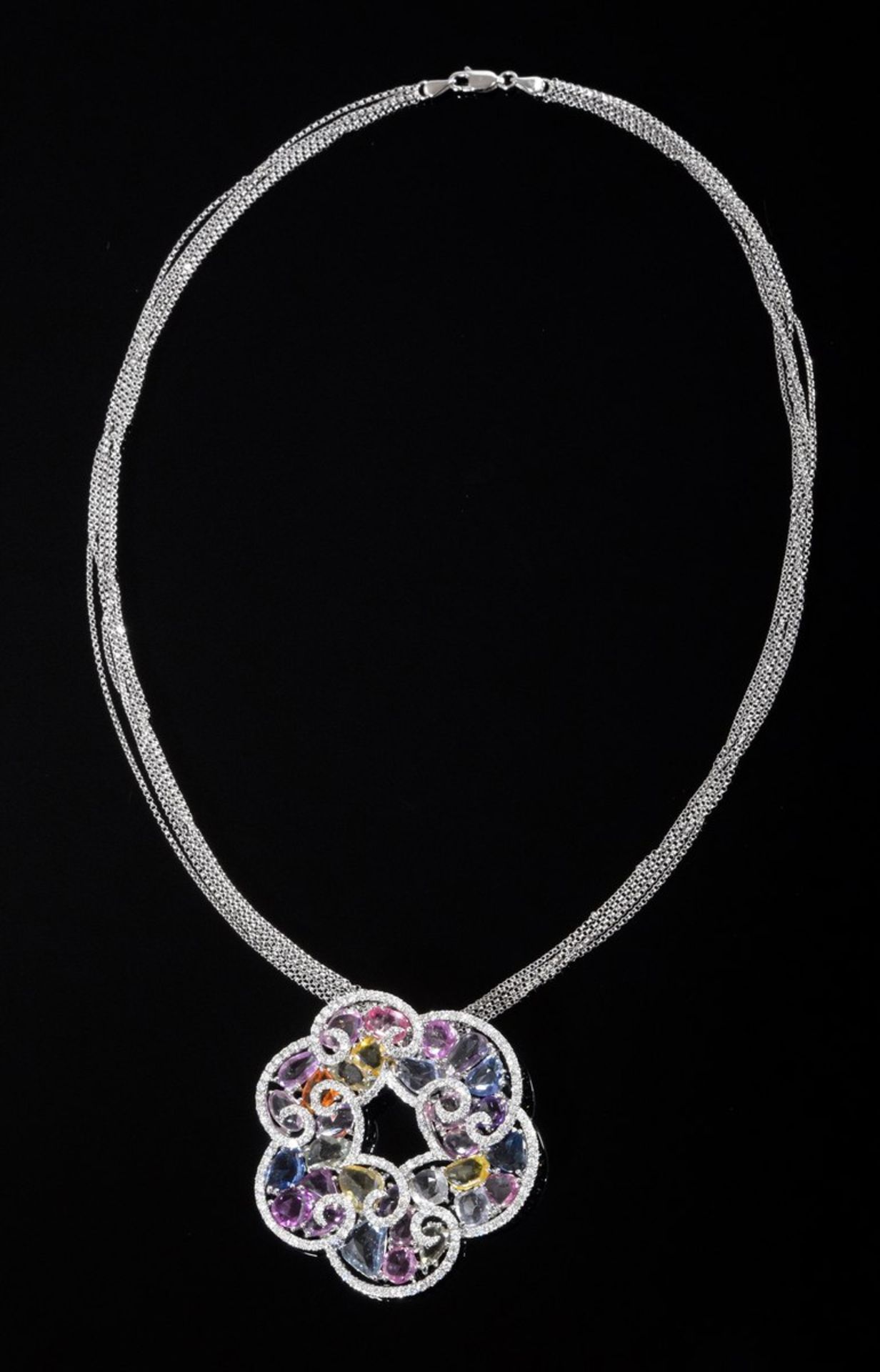 Elegantes WG 750 Collier "Summerdream" mit farbigen Saphiren und Brillanten (zus. ca. 2ct/VVS-VS/ - Bild 3 aus 7