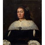 Niederländischer Portraitmaler des 17./18.Jh. "Brustbild einer adeligen Dame mit weißem
