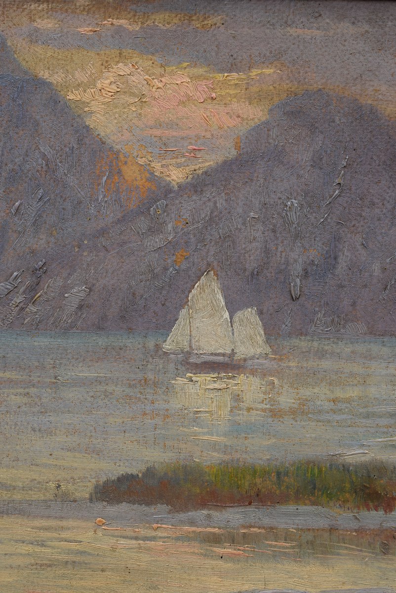 Luhde, Otto (1874-1957) "Segelschiff auf Alpensee", Öl/Malpappe, u.r. sign., 22,5x32,5cm (m.R. - Image 4 of 5