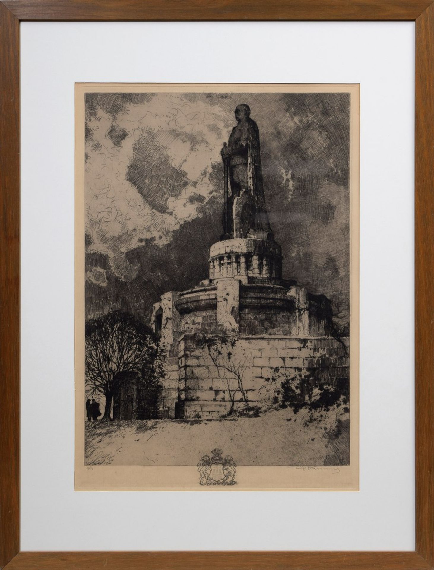 Kasimir, Luigi (1881-1962) „Bismarck-Denkmal, Hamburg“, Radierung 27/50, u.r. in Blei sign., u.l. - Bild 2 aus 3
