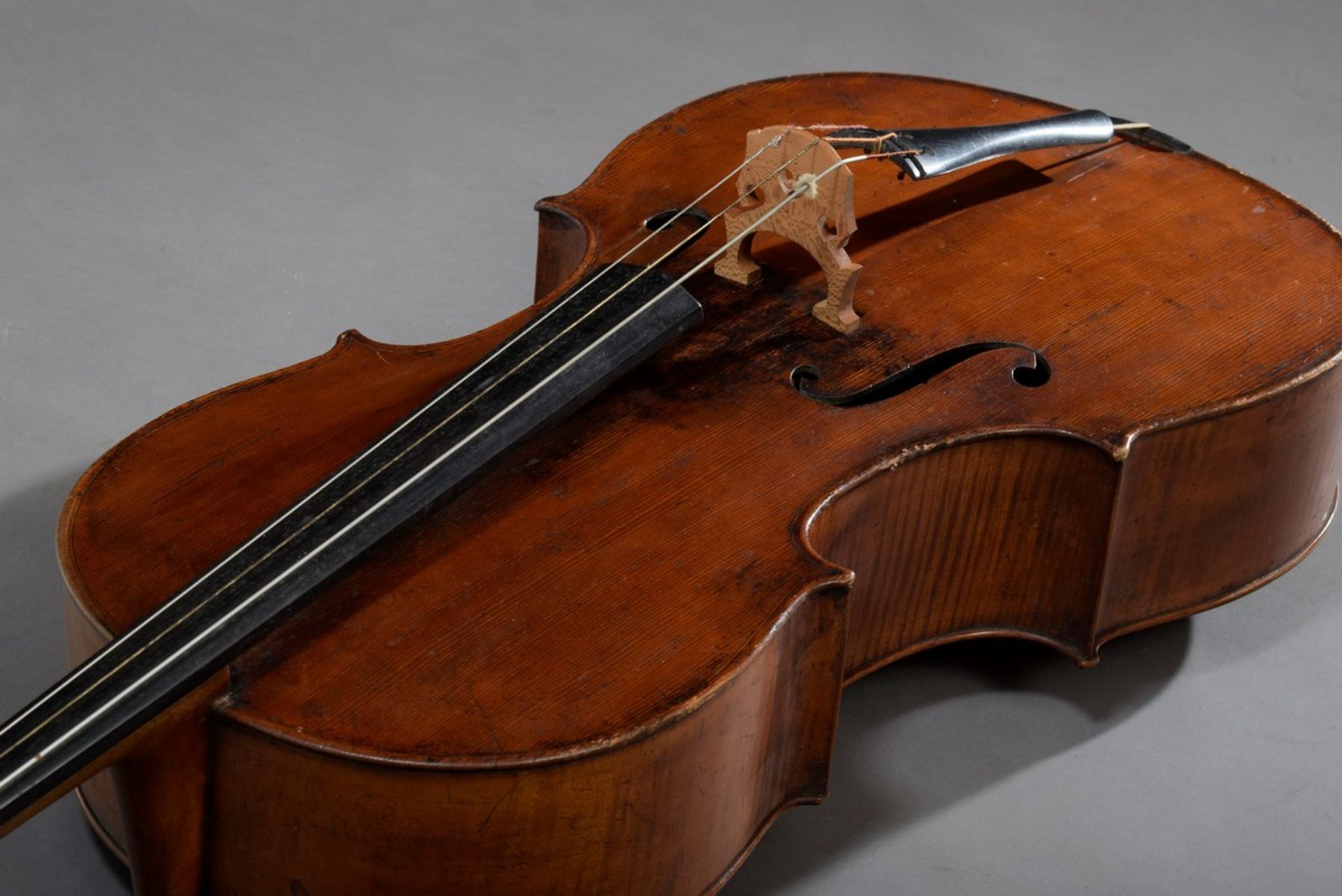 Cello / Violoncello, 4/4-Größe, unbekannter Hersteller, um 1900, Korpuslänge 76cm, Gesamtlänge - Bild 9 aus 17