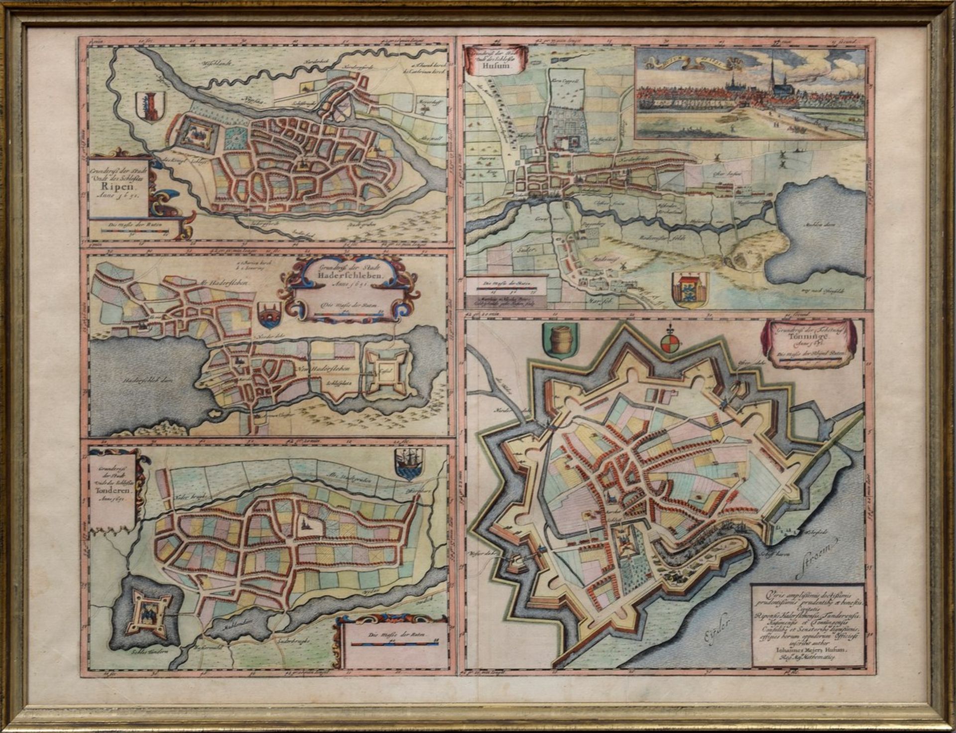 Mejer, Johannes (1606-1674) "Grundtriß der Stadt Undt des Schloßes Ripen, Husum, Haderschleben,