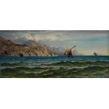 Marinemaler um 1900 "Adriatische Küste", Öl/Leinwand, u.r. sign. "C. Lorenz", 15x34cm (m.R.