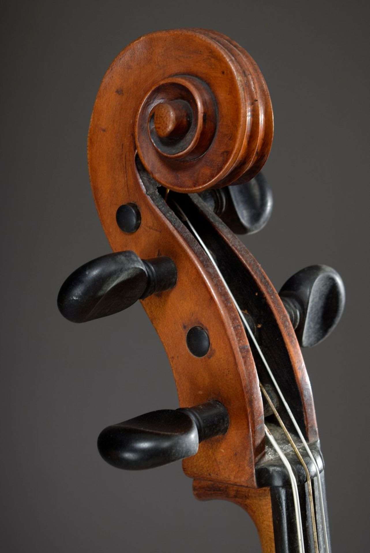 Cello / Violoncello, 4/4-Größe, unbekannter Hersteller, um 1900, Korpuslänge 76cm, Gesamtlänge - Bild 6 aus 17