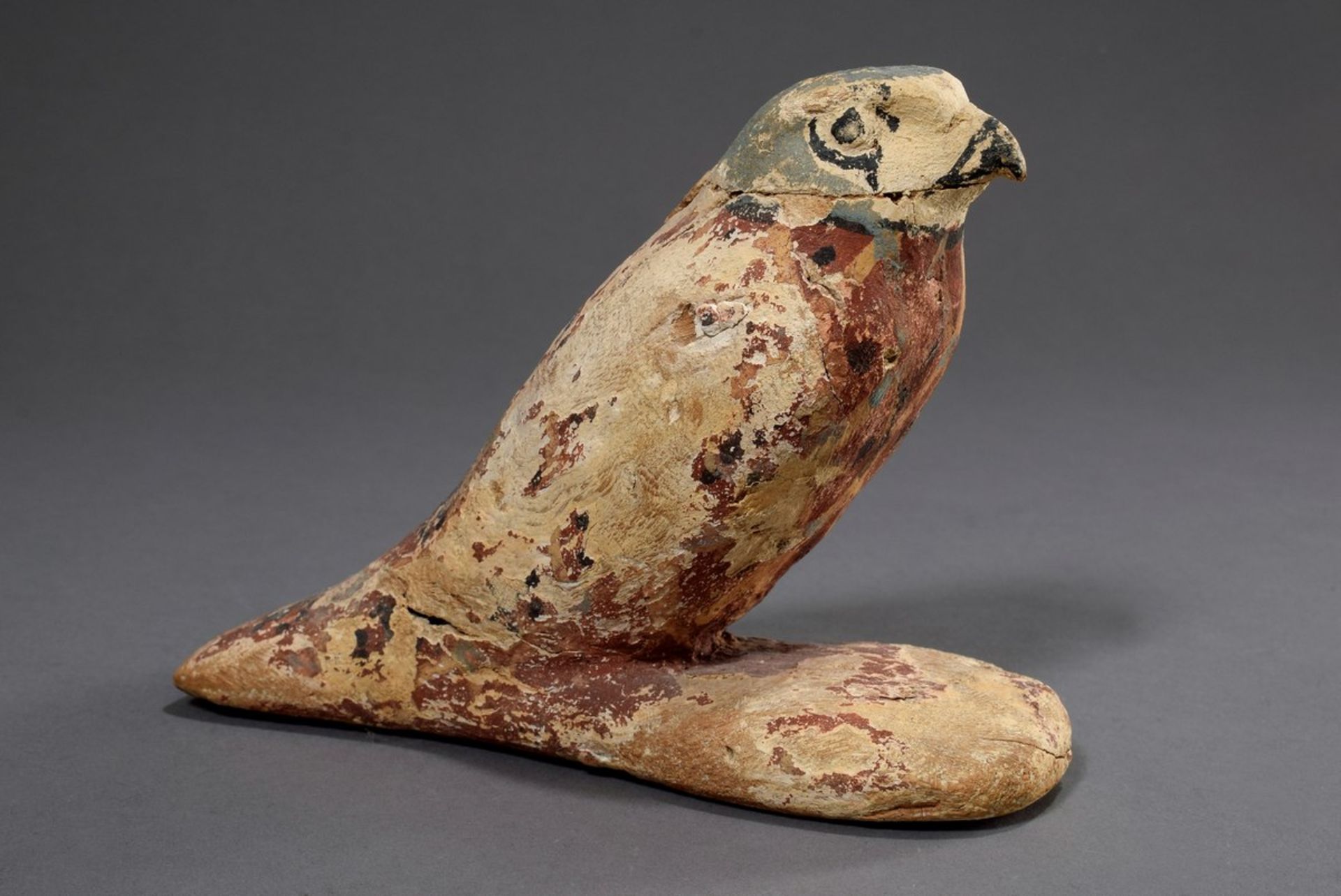 "Horus" oder "Achom" Falkenfigur, Holz geschnitzt mit Stuckschicht, polychrom bemalt mit - Image 2 of 6
